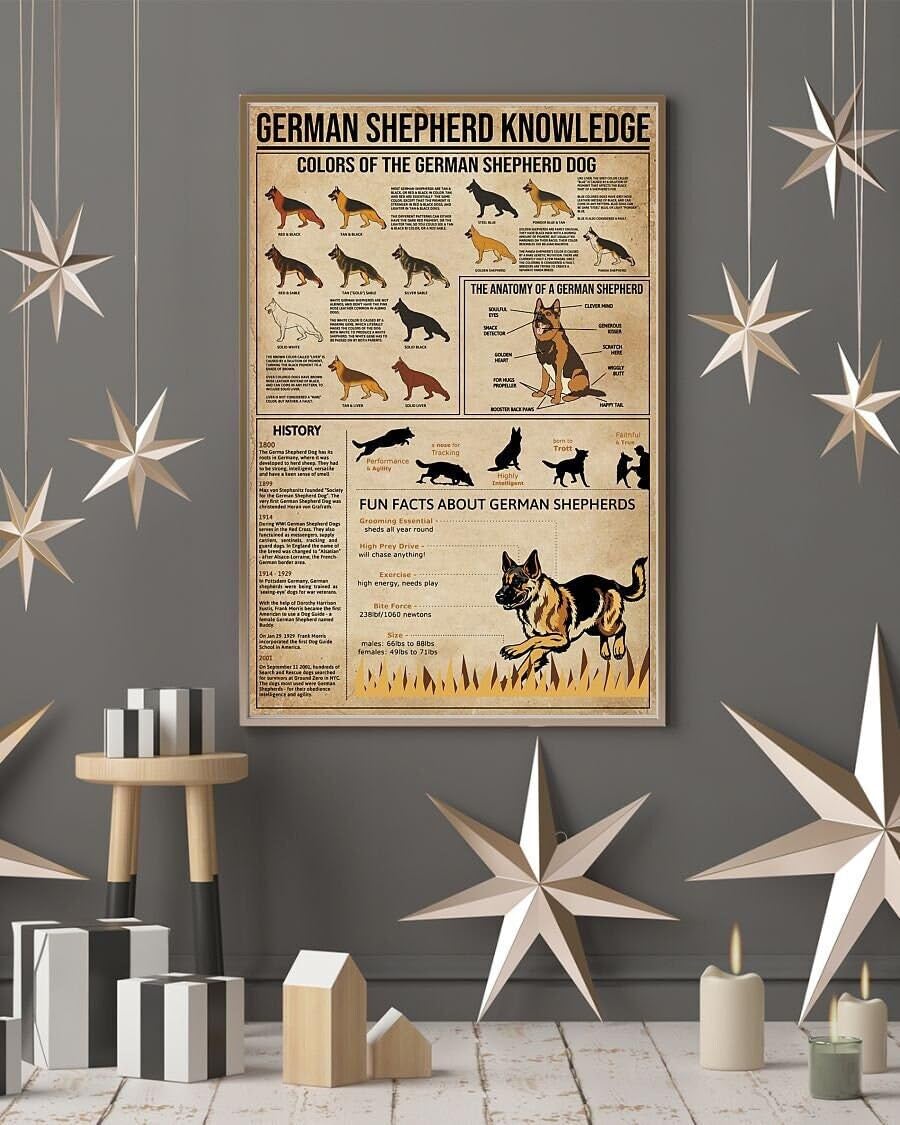 Nuboxx Yt_1 German Shepherd Knowledge Poster German Shepherd Poster Knowledge Poster German Shepherd Lover German Shepherd Art Metal Tin Sign 6X8 Inches