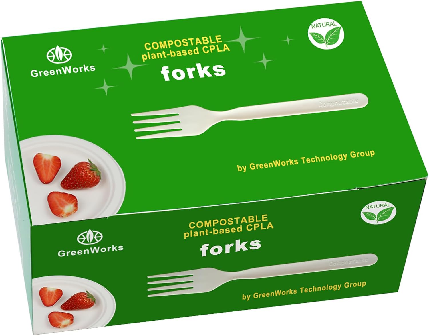 GreenWorks 150 Count 7" Heavy-duty Compostable Utensils,50 Forks 50 Spoons 50 Knives Cutlery Set,BPI Certified Large Disposable Flatware Set