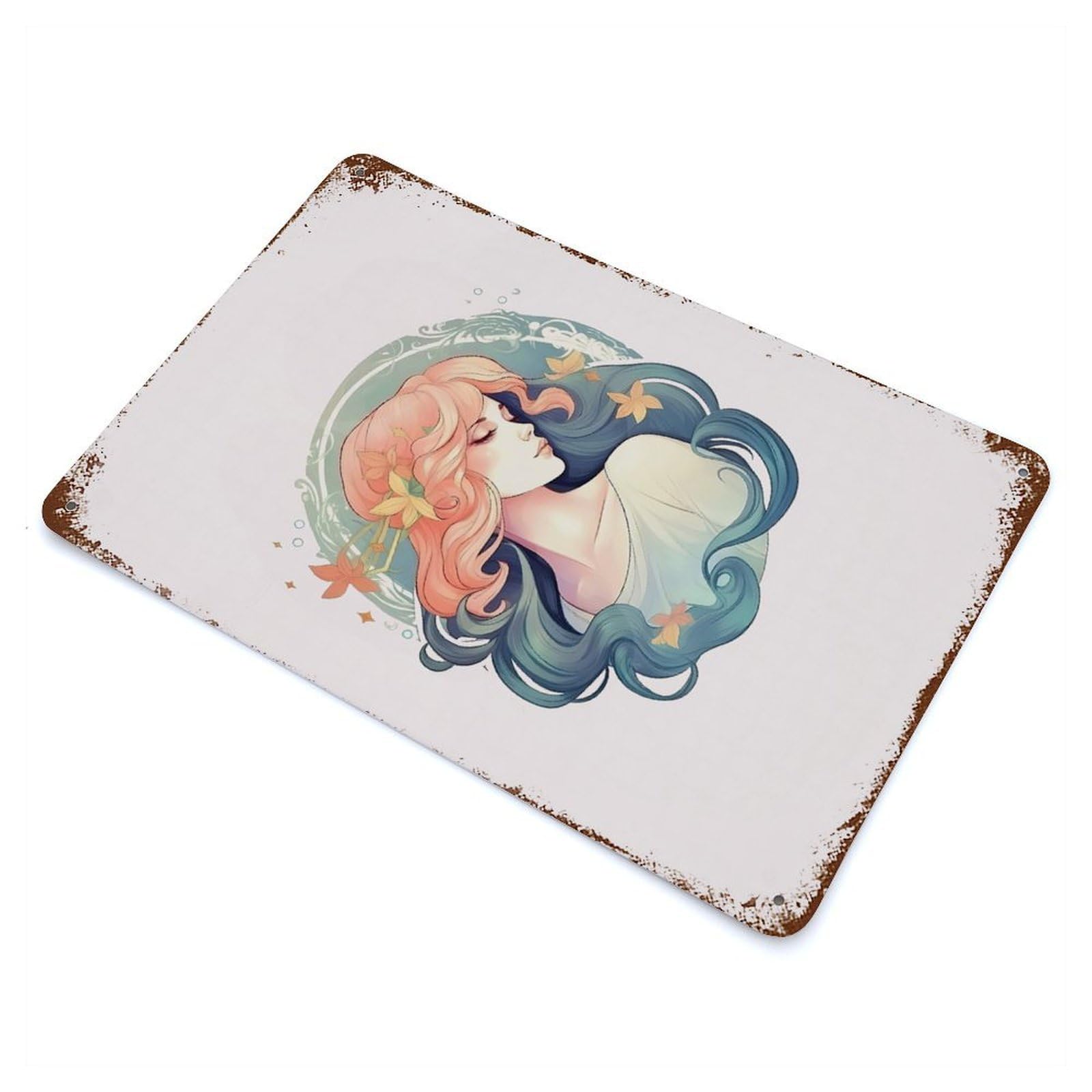 Virgo Zodiac Horoscope Rust Effect Tin Sign 11.8"x7.9", Ideal for Cafe, Home Bar And Lounge Decor