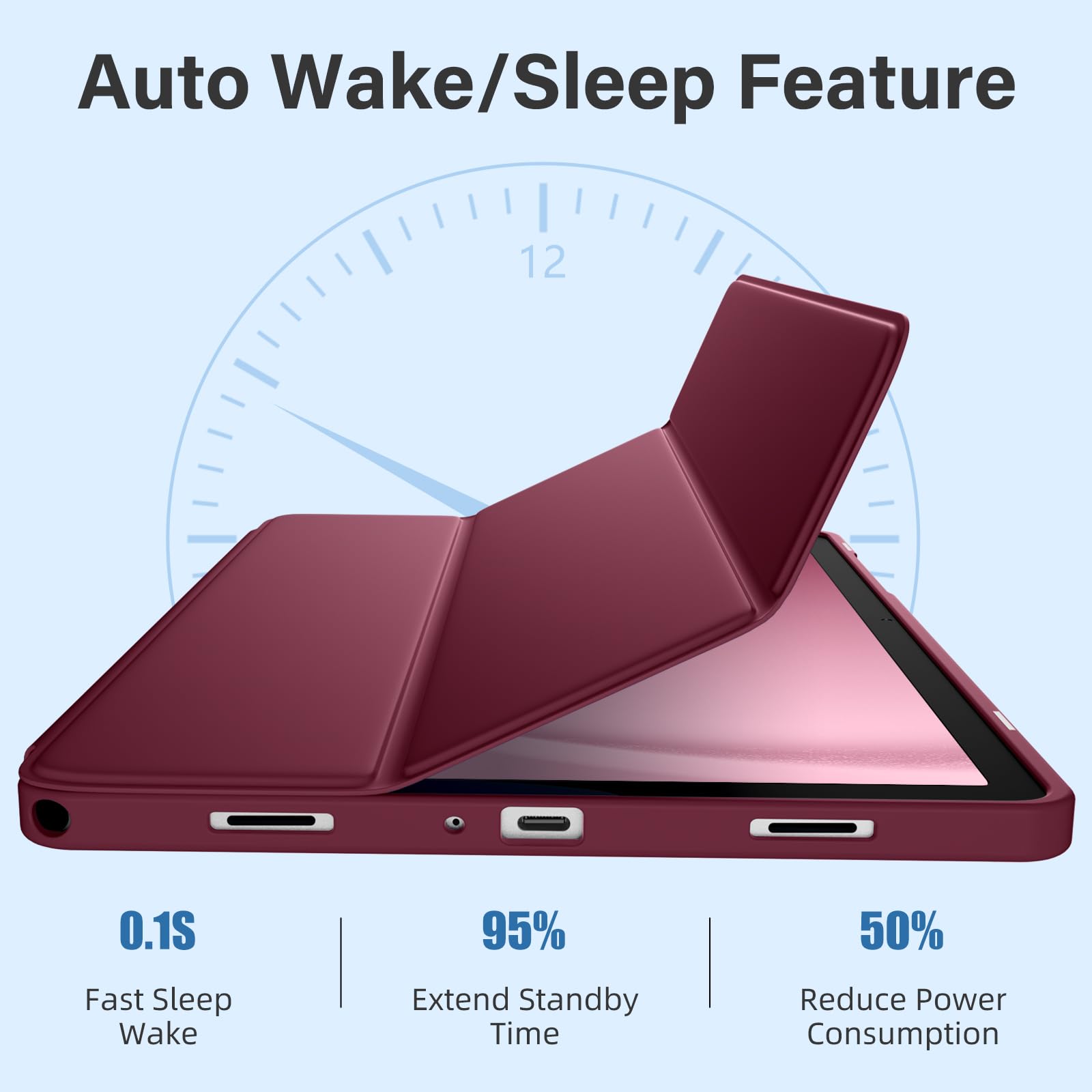 Akkerds Funda compatible con Galaxy Tab A11 Plus de 11 pulgadas 2026/ A9 Plus de 11 pulgadas 2023, funda protectora delgada de TPU suave con soporte triple y encendido y apagado automático para Galaxy