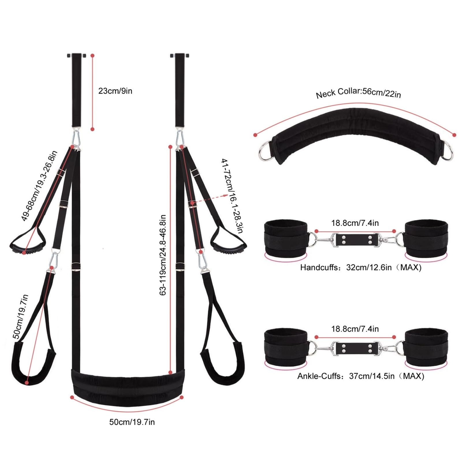 Columpio Variado para Parejas Premium Set, Columpio Portátil con Puerta, Experiencia Única para Adultos (Negro)