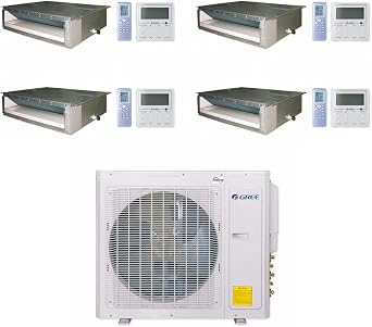 Gree 30,000 BTU Multi21+ Quad-Zone Concealed Duct Mini Split Air Conditioner Heat Pump 208/230V SEER 21 9-9-12-12