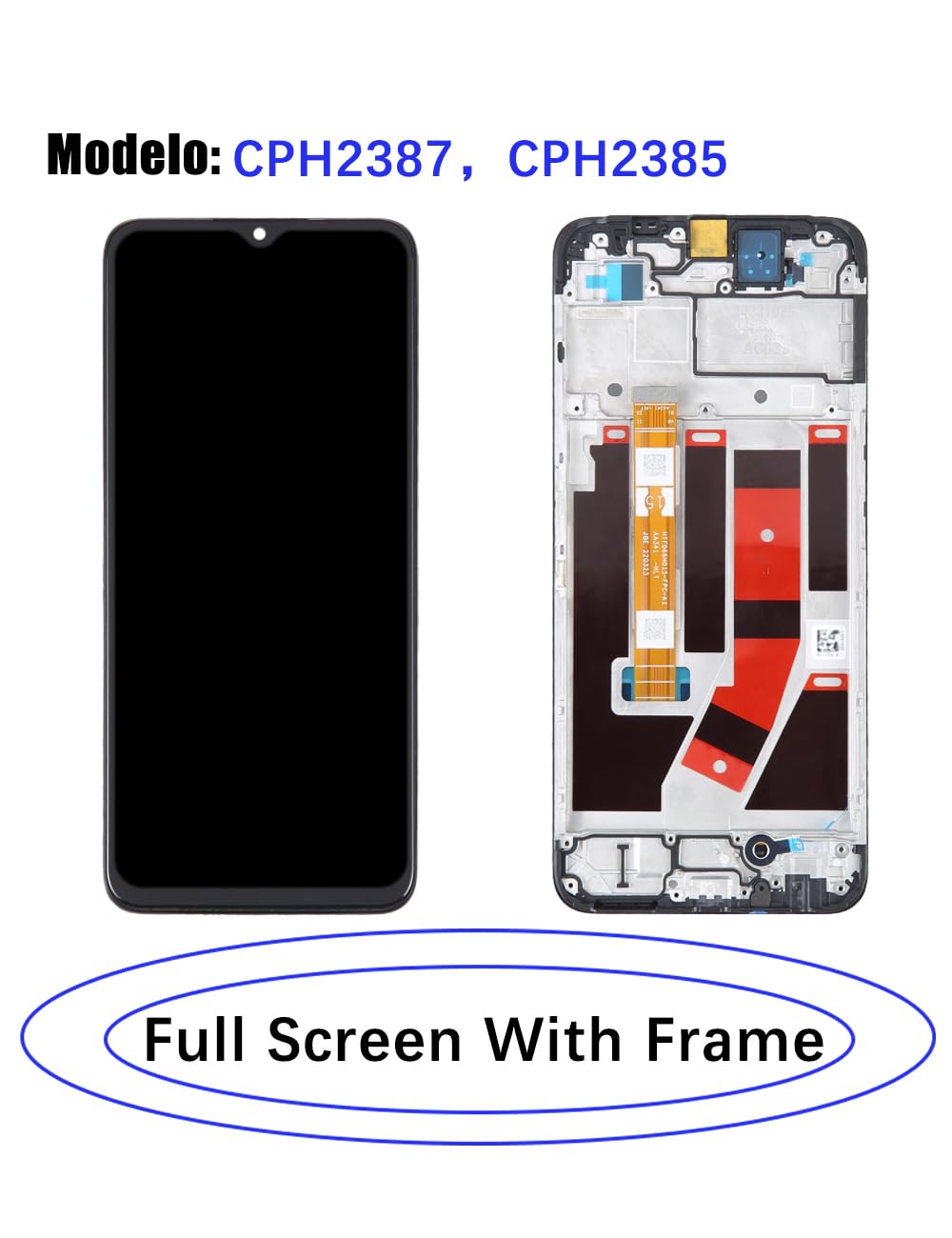 Pantalla de repuesto para pantalla LCD Oppo A57 4G / A57s, CPH2387 CPH2385, kit de piezas de reparación (negro con marco)