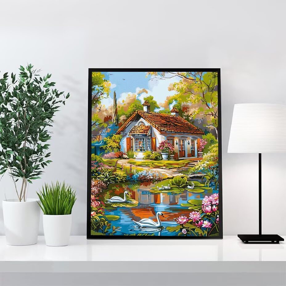 Broderie diamond complet kit paysage 45x60 contre le stress de la maison - 3