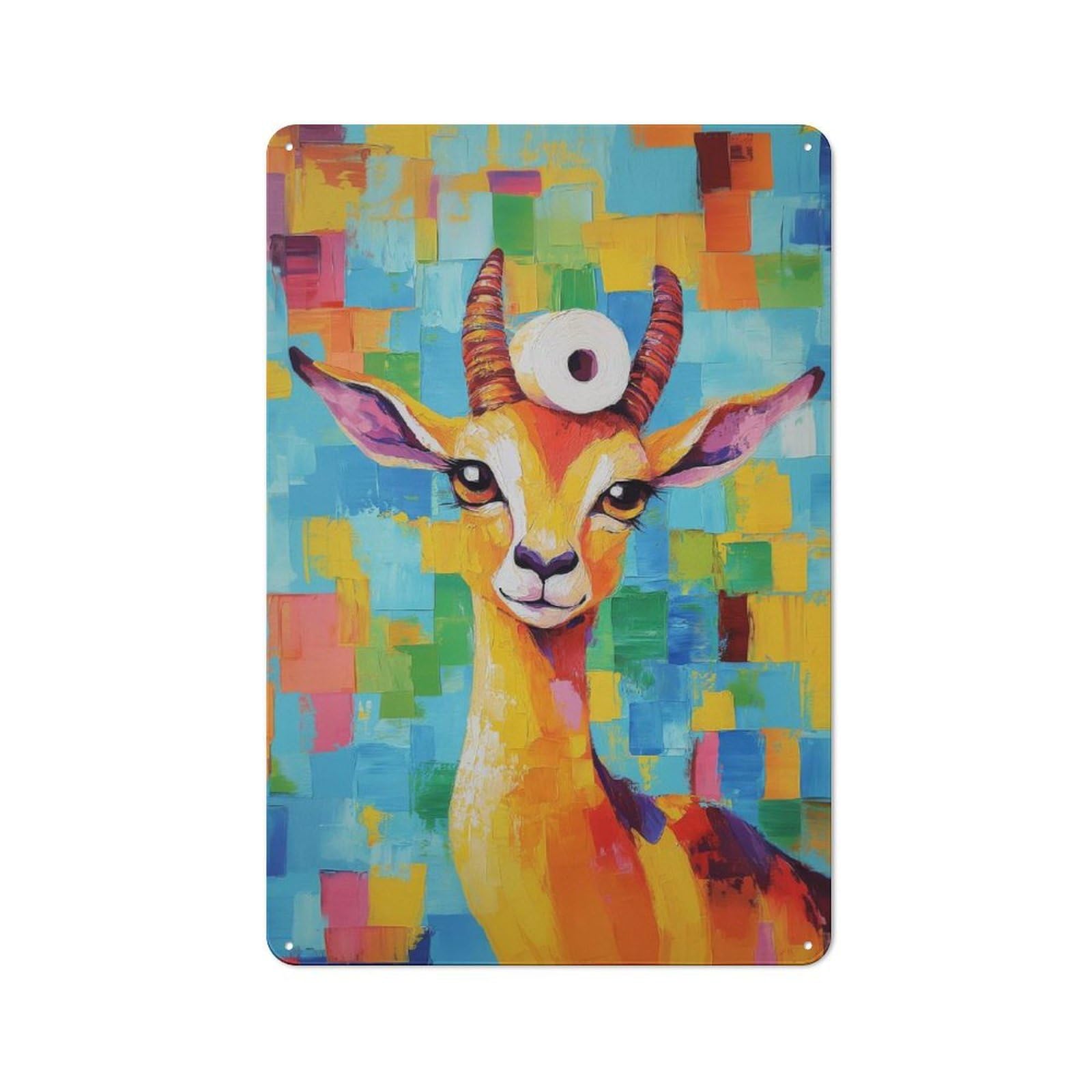 Junmoney Gazelle With Toilet Paper Cottage Style Metal Wall Decor 30X20cm, Farmhouse Metal Sign For Farmhouse Kitchen, Pantry Or Dining Area