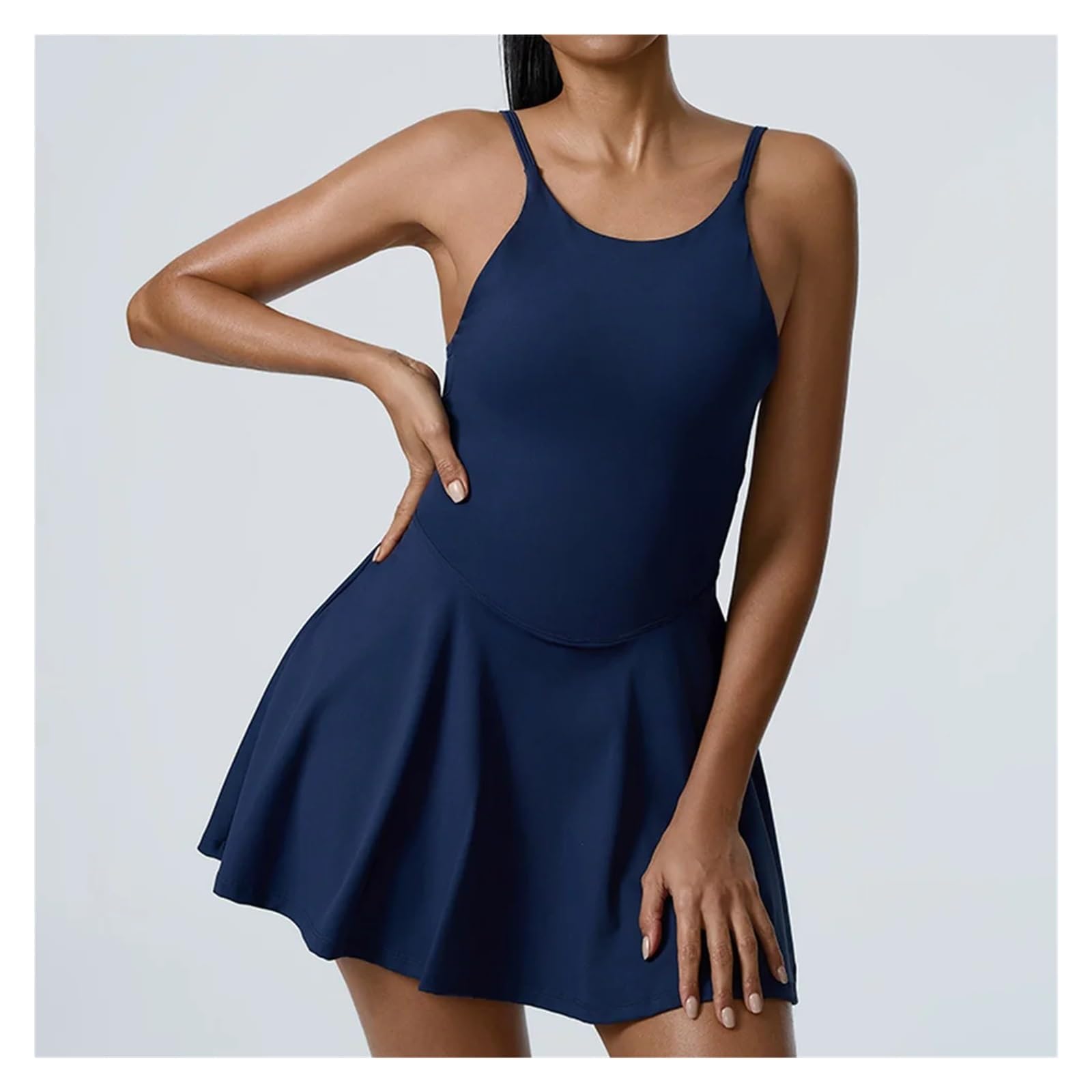 Sportkleid Yoga Set Frauen Trainingsanzüge Fitness Strampler Sport Backless EIN Stück Workout(Blue,S)