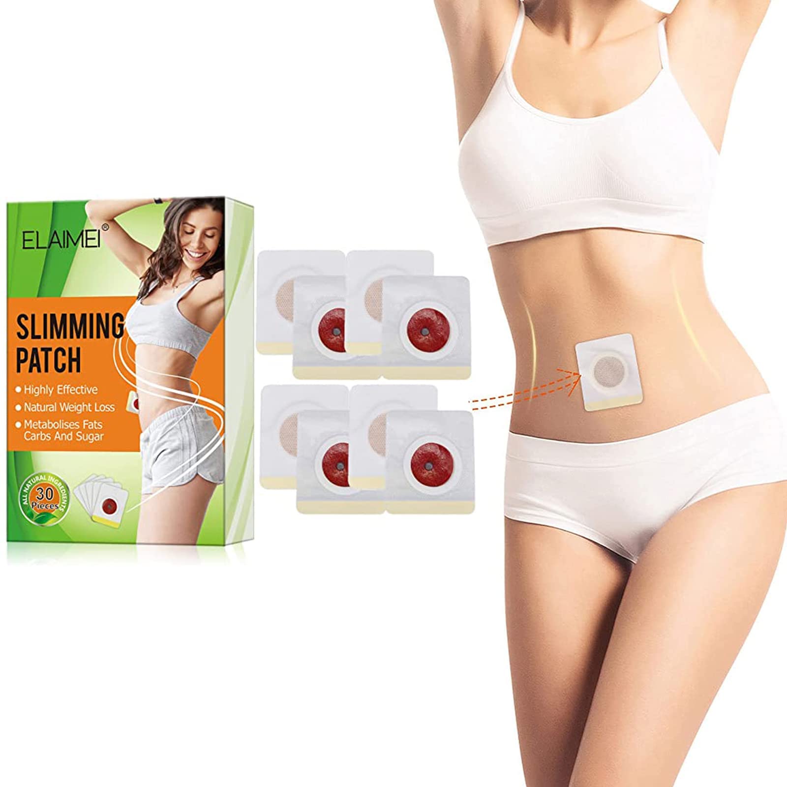 30/60/90Pcs Perfect Detox Slimming Patch, Belly Magnetic Body Shaping Patch Sticker, Natural Herbal Chinese Medicine Belly Sticker (60Pcs)
