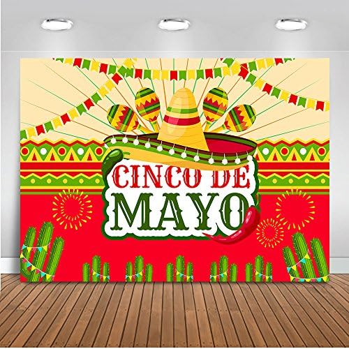 Mehofoto Fiesta Party Backdrop Cinco De Mayo Mexican Festival Photography Background 7x5ft Vinyl Cactus Fiesta Party Banner Decoration Backdrops