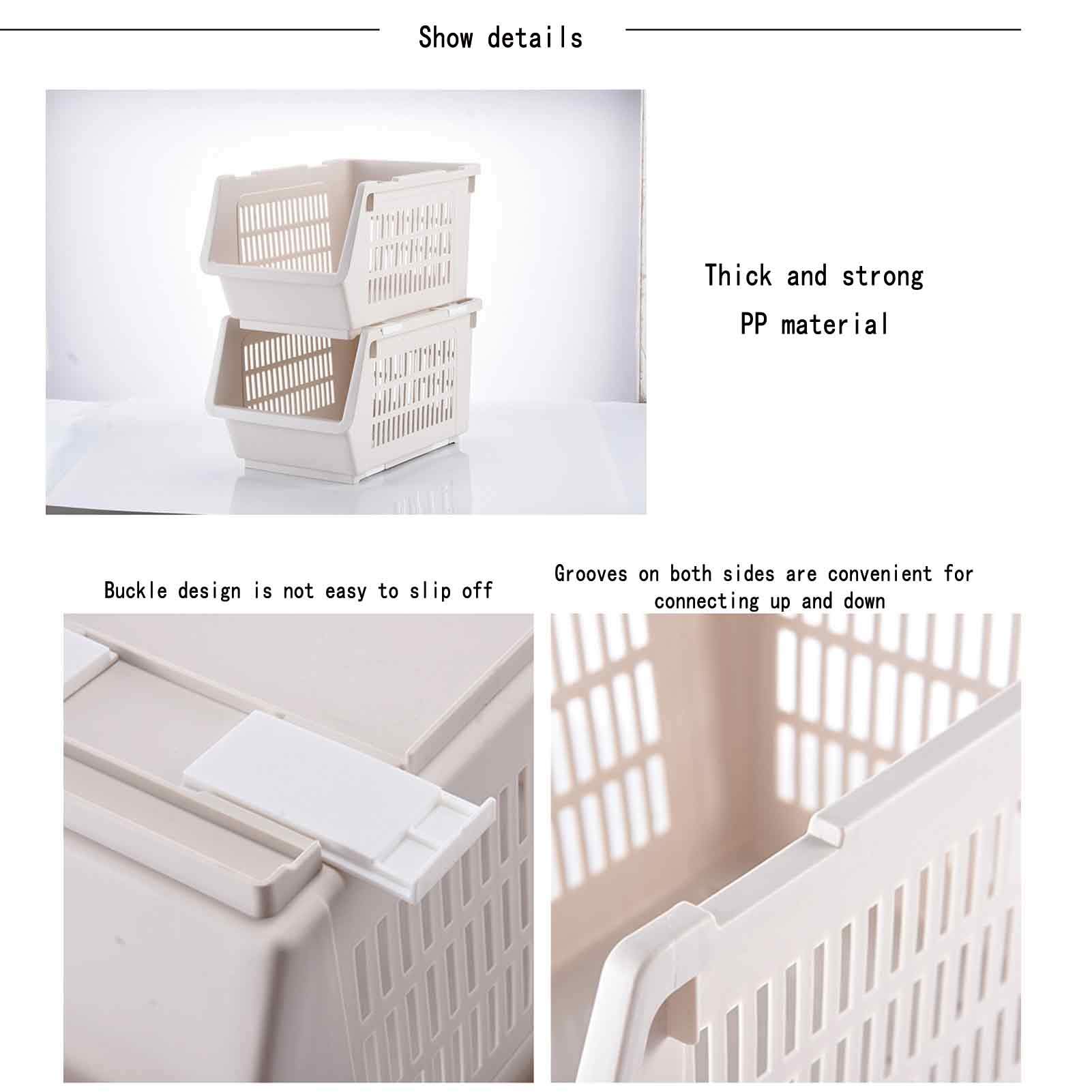 Cesta apilable para Cocina/Frutas/Verduras. Estante de Almacenamiento de plástico con diseño Hueco Multifuncional. Solución para Ahorrar Espacio en artículos de Aseo/baño.
