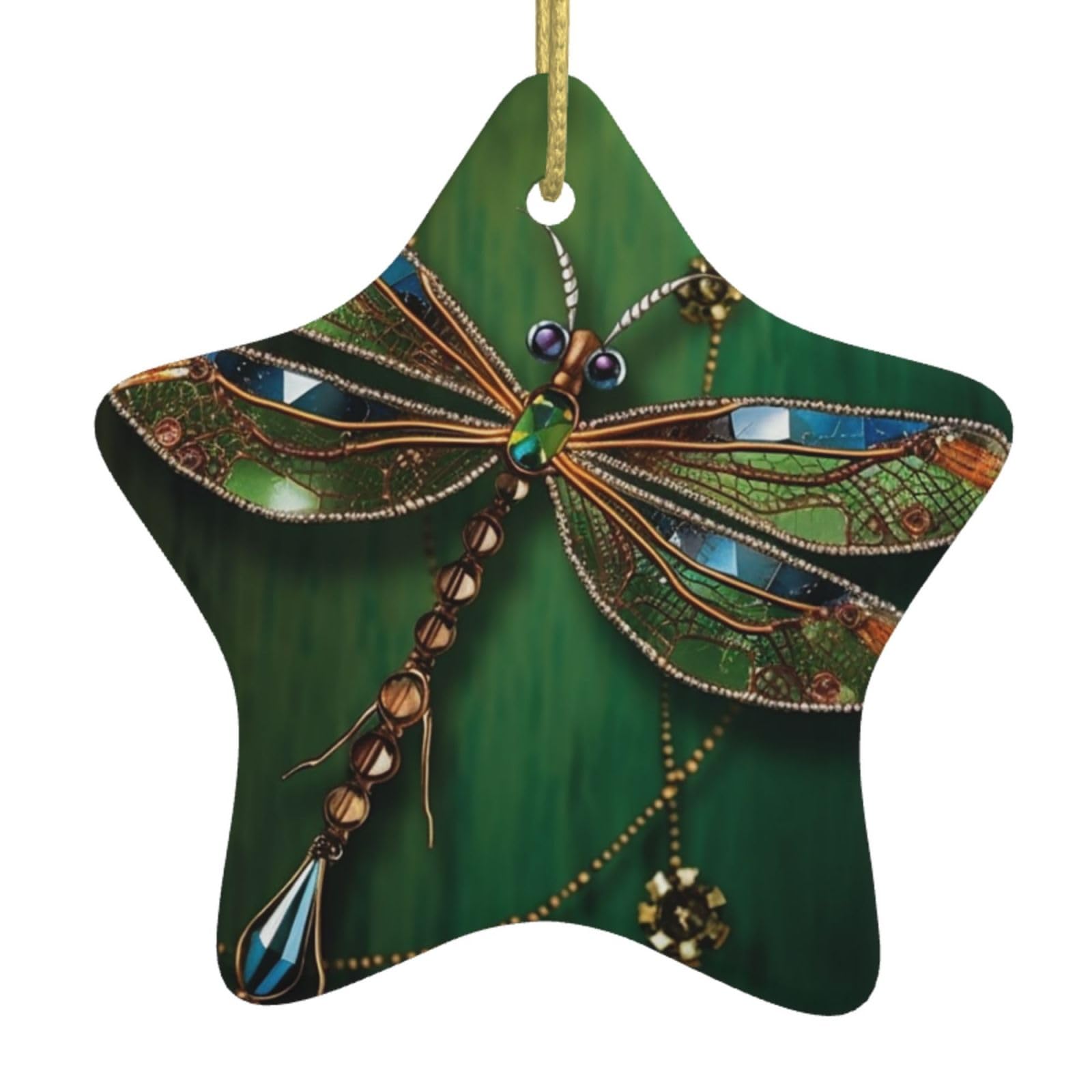 Fodpand Women's White Jewel Dragonfly Christmas Ornaments 2025, Gift Exchange For Men, Collectible Ceramic Ornament Star Hanging Ornaments For Christmas Tree Decoration