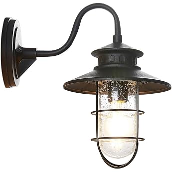 Lindby Kyan Outdoor Wall Light Lantern Splash-Proof Retro Vintage Antique in Black 1 Bulb E27 - Outdoor Wall Lights Wall Lamp LED Outdoor Lamp for Outdoor Use