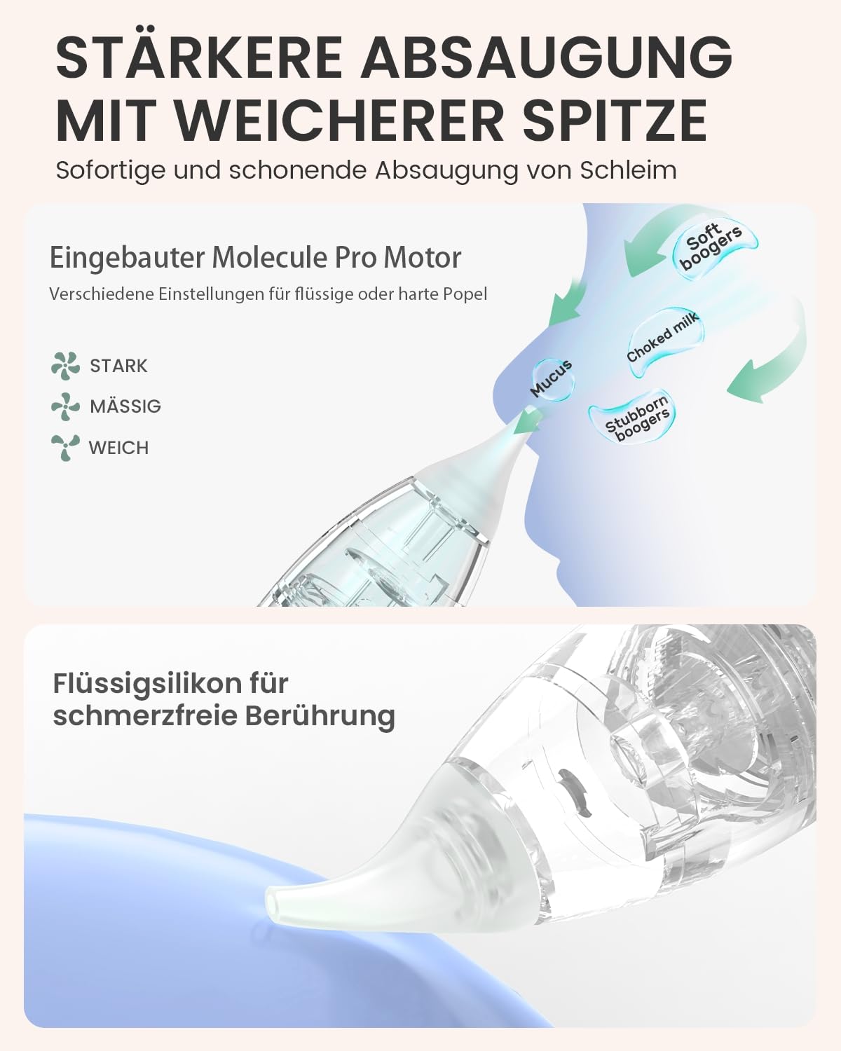 Nasensauger Baby | Nasensauger Baby Elektrisch| Nasensauger Baby Staubsauger Wiederaufladbar, Mit 3 SaugstäRken Musik & Licht Funktion Und 3 GrößEn Silikon Tipps 1