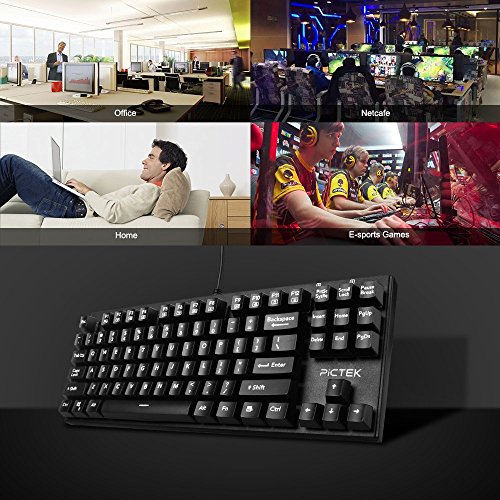 Pictek Mechanical Gaming Keyboard WaterResistant, Antighosting Wired