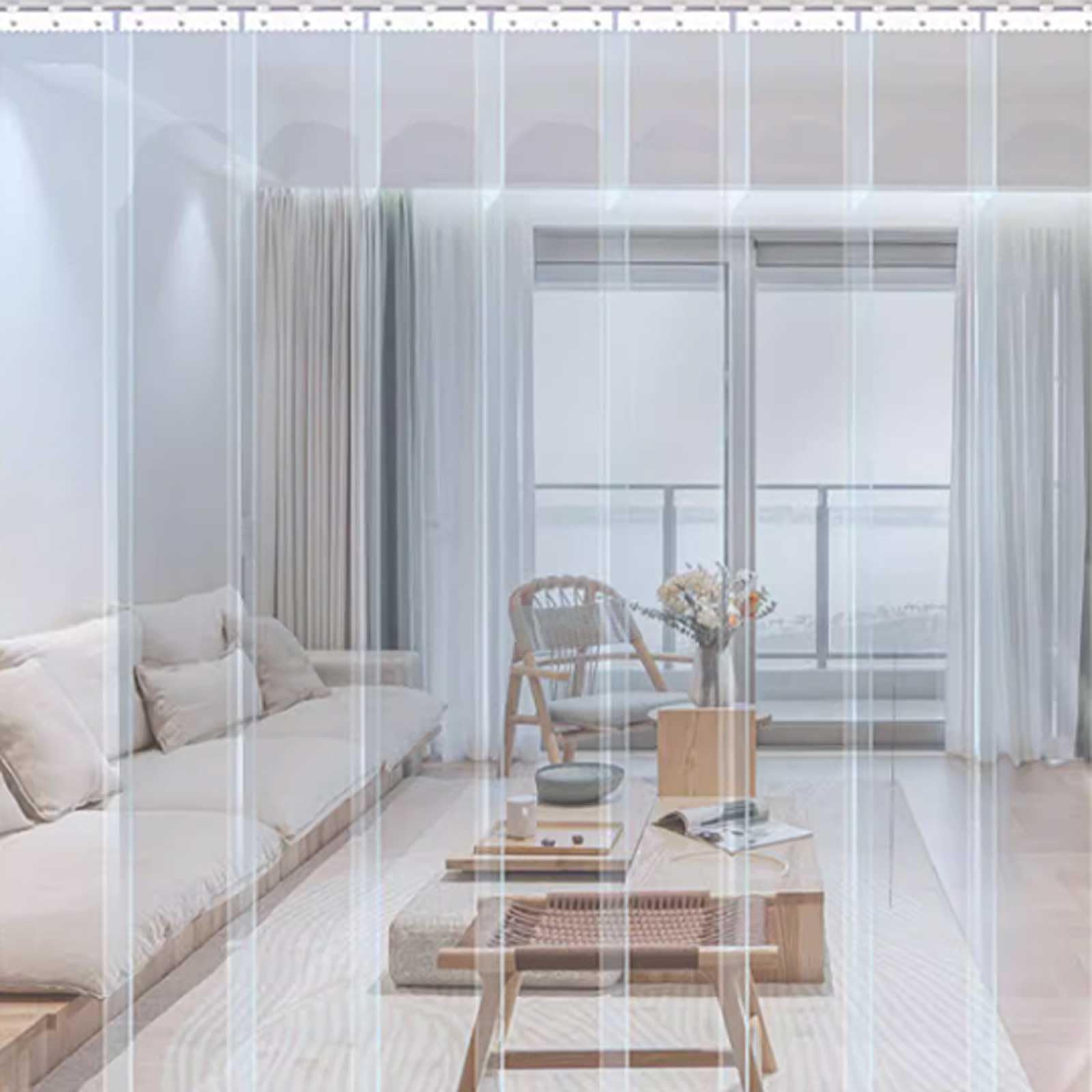 Rideau à bandes en PVC transparent pour congélateur, rideaux de porte industrielle, imperméable, anti-poussière et coupe-vent, accessoires inclus, idéal pour le garage et la maison