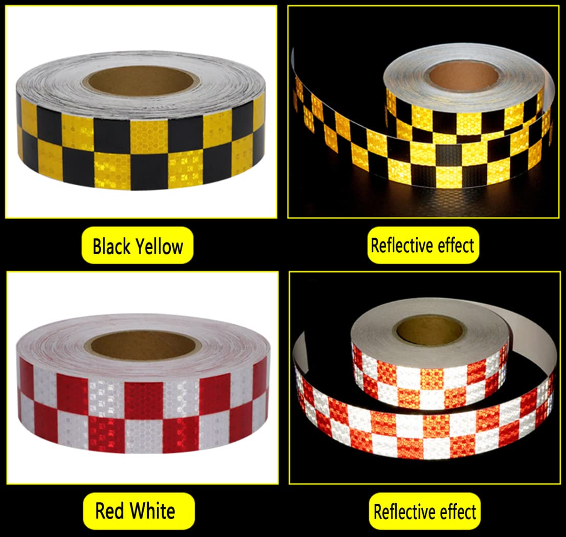 Cinta de señalización de peligro, Cinta Reflectante de Advertencia Seguridad Multicolor 5cm x 50m(Red+white)