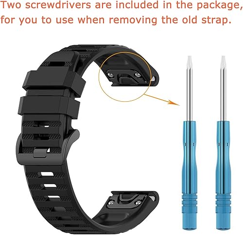 Miniatura 5 de Correa de reloj de silicona deportiva compatible con Garmin de 1.024in, liberación rápida, fácil ajuste, para Fenix 7x, Fenix 6x Pro, Fenix 6x,