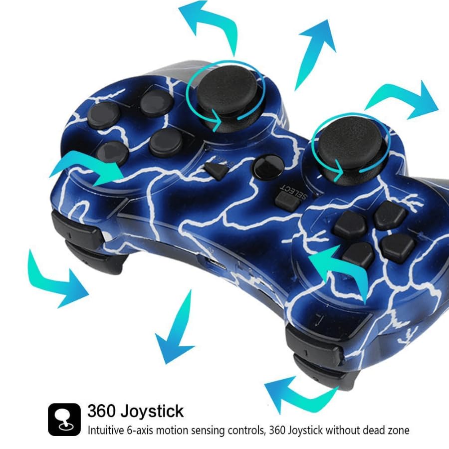 2 Pack Wireless PS3 Controllers for Playstation 3 Console (BlueFlash and RedFlash)