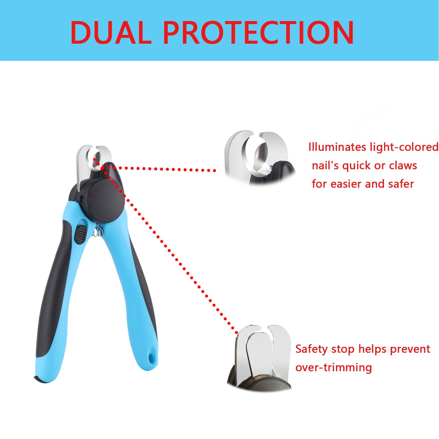 WIGERLON Dog Nail Clippers with Light,Pet Nail Clippers for Large Dog or cat,Dog Nail Trimmers with Quick Sensor Light, Blue