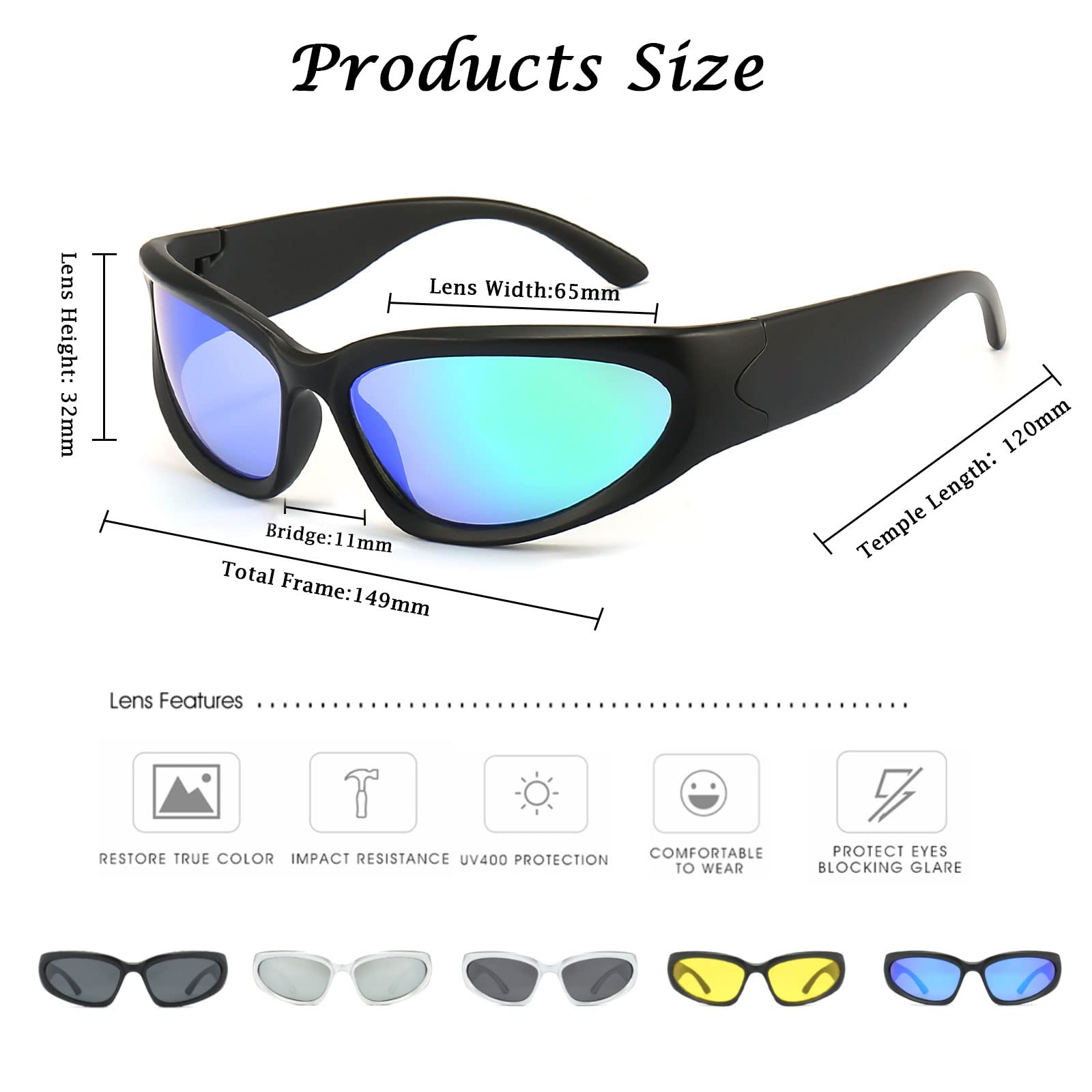 Long Keeper Polarised Wrap Around Sunglasses for Women Men Y2K Trendy Sunglasses Fashion Sun Glasses UV Protection for Driving Sport Fishing - Image 3