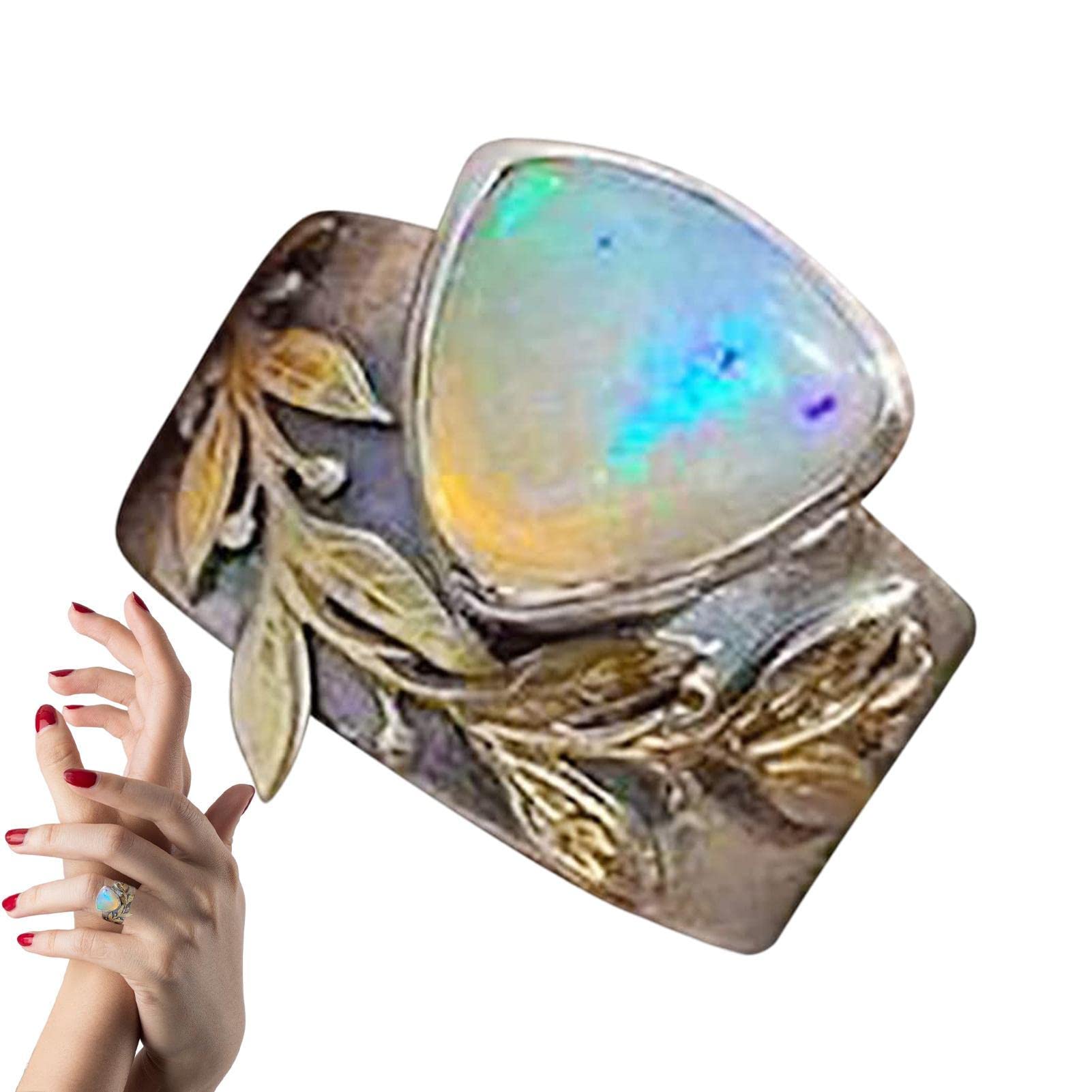 Amazon.co.jp: オパールシルバーリング - 葉のデザインの女性の