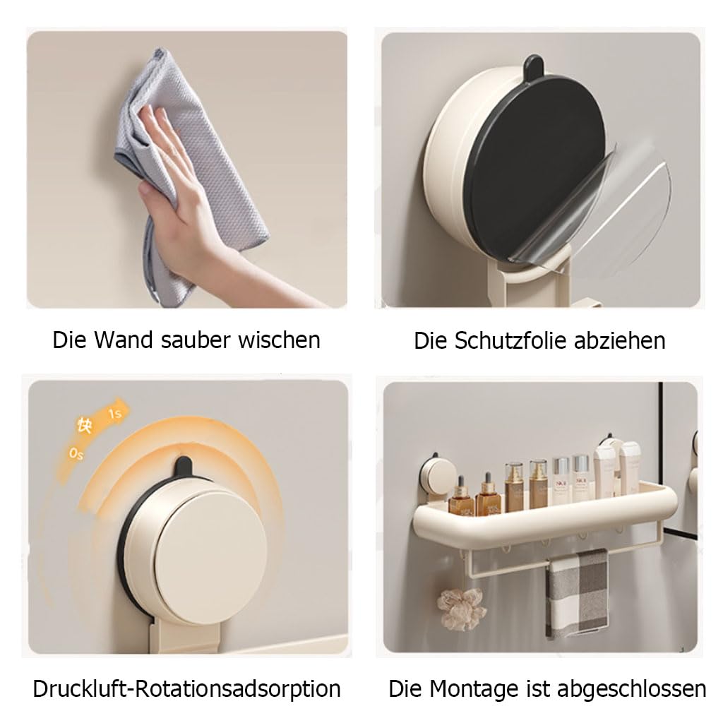 Estante de Ducha sin taladrar Organizador de baño con Ventosa, Estante de Pared con toallero y Ganchos, Estante de Ducha para Gel de Ducha, cepillos de Dientes, cremas,B,50cm