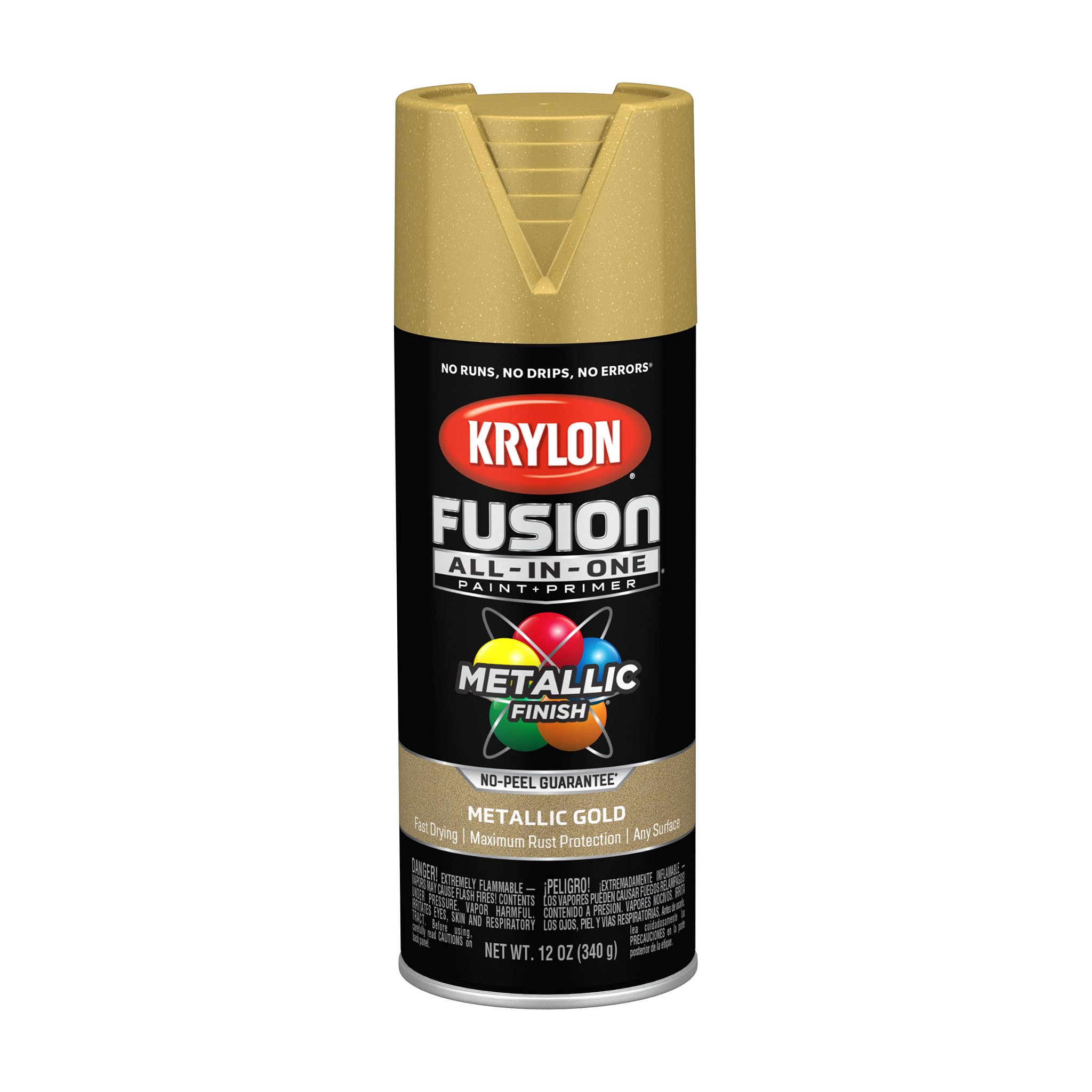 Krylon Fusion All-In-One Adhesive Spray Paint for Indoor/Outdoor Use, 12 oz, Gold