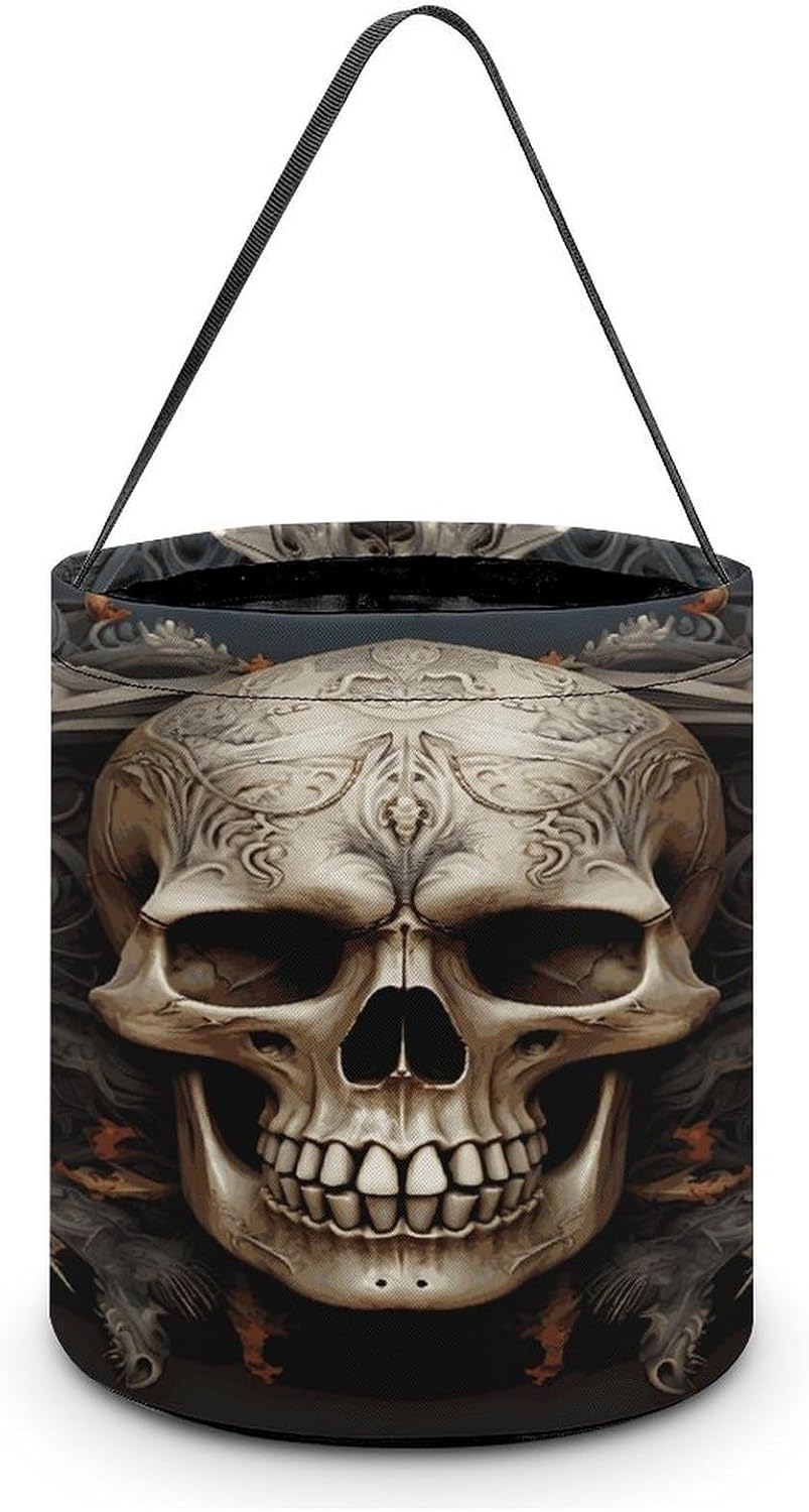 KEIGPERI Skulls Halloween Baskets Trick Or Treat Bucket