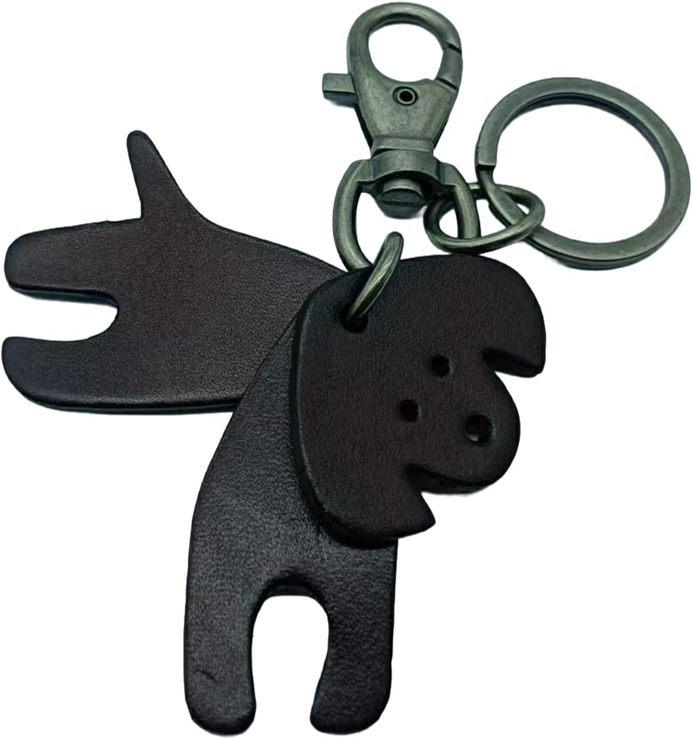 Leather Dog Keychain, Metal Key Ring with Clasp, Cute Puppy of Animals Design Bag Charm Accessory - Image 3