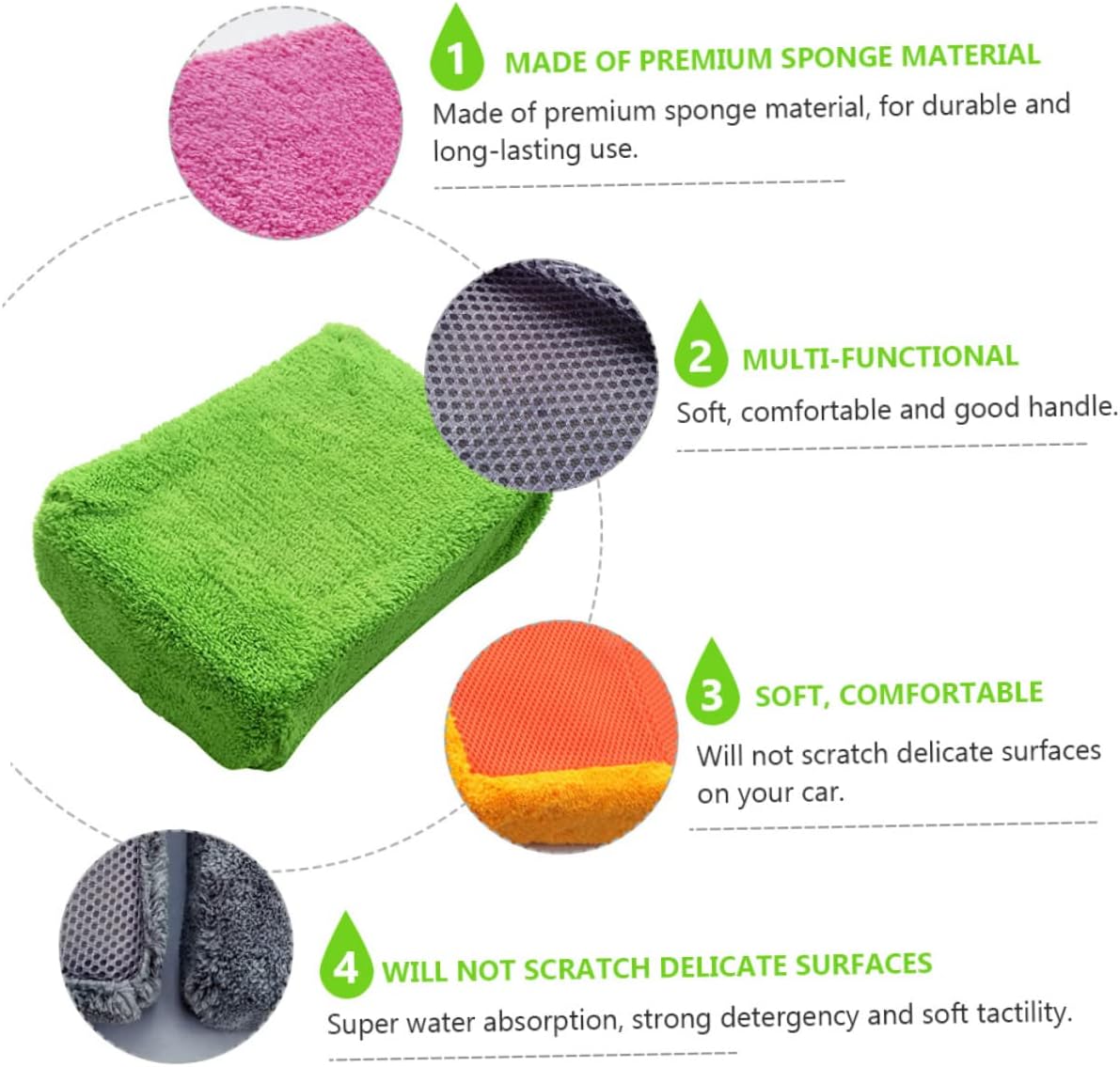 Alipis 4pcs Fleece Car Wash Sponge High Absorbency Cleaning Gloves for Cars Trucks and Motorcycles Soft and Scratch Wash Mitts