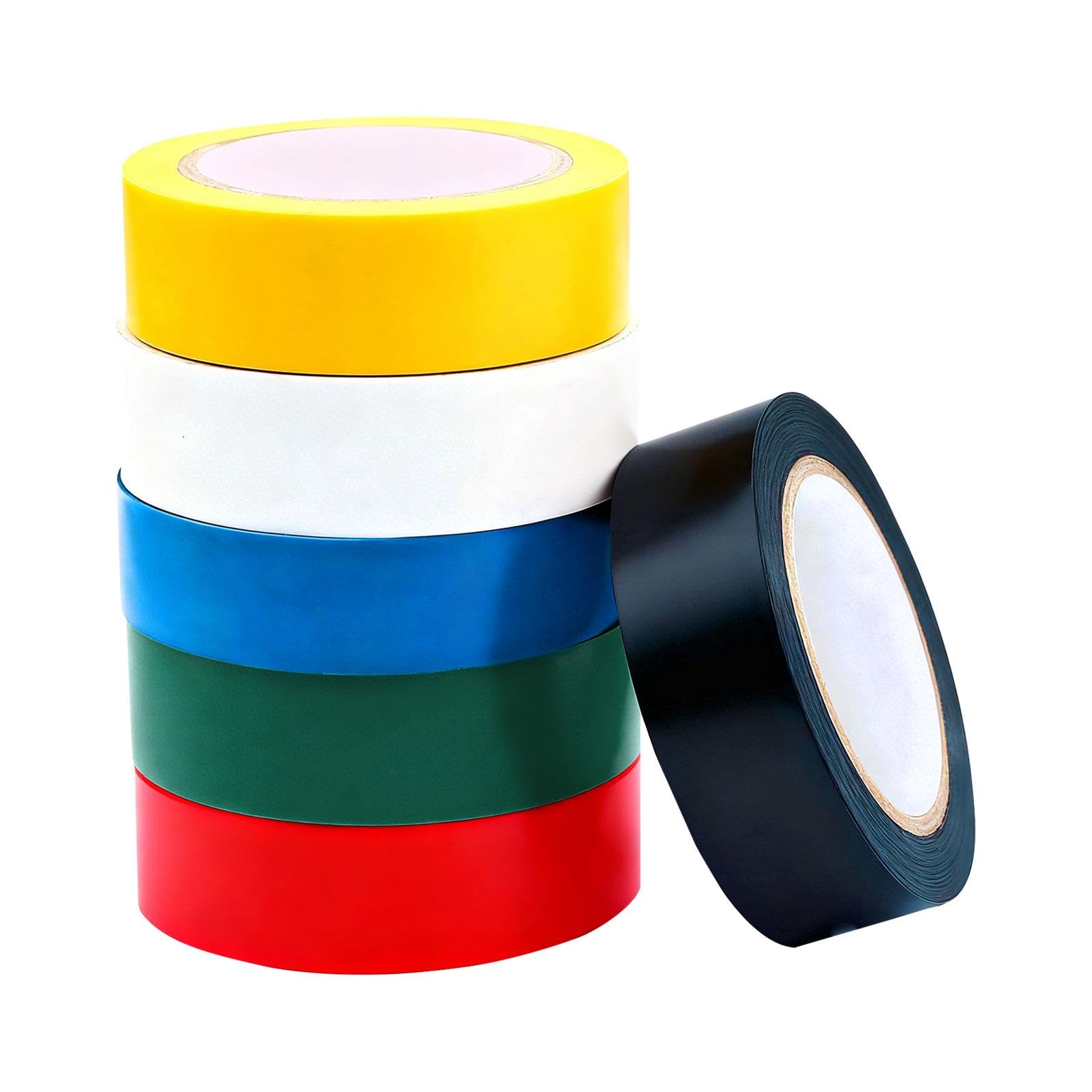 Plomveriq 6 Rolls Electrical Tape, 18 mm x 20 m Waterproof Electric Tapes, PVC Insulation Tape Electrical for Repairing, Insulating, Protecting Electrical-Wires