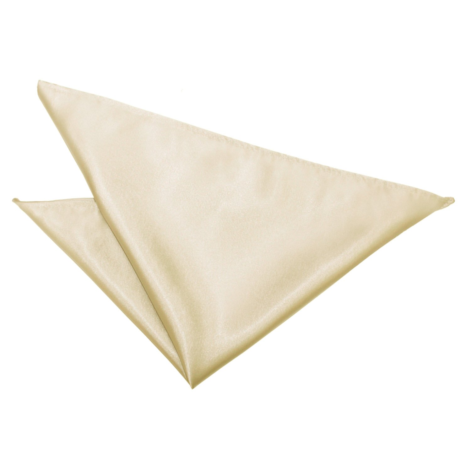 DQT Mens Plain Satin Pocket Square - Wedding, Business & Formal Suit Handkerchief - Champagne