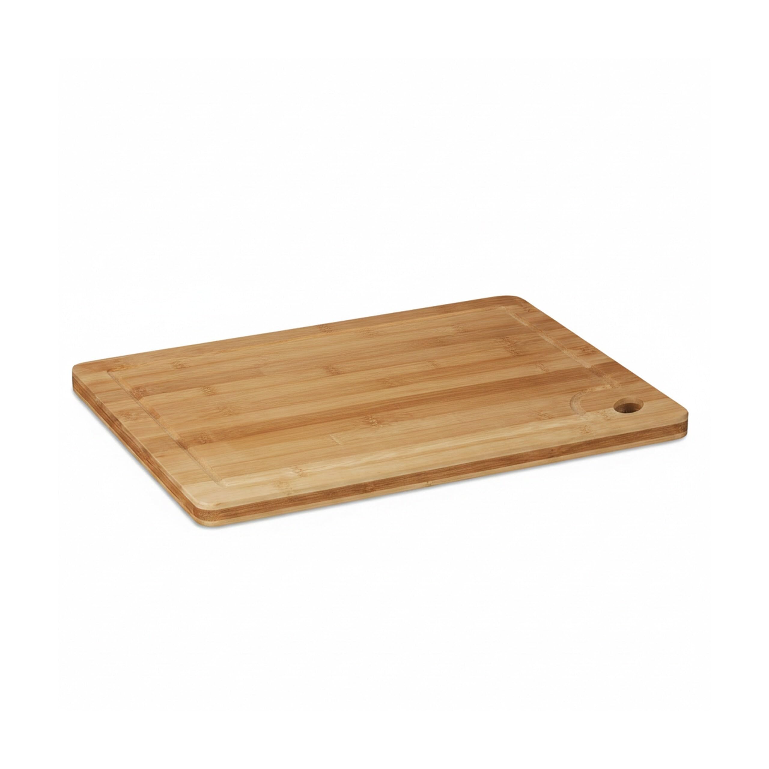 4 x Tabla de Cortar Cocina, Bandeja para Picar, Plato, Orificio, Relieve Interior, Bambú, 2 x 40 x 30 cm, Marrón