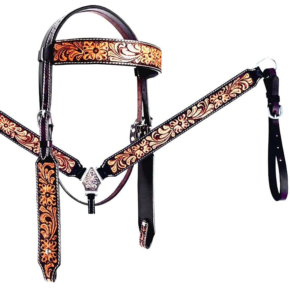 Cob Size Western Sella Cavallo Testiera Briglia Breast Collar Redini Tack Set Pelle Floreale Attrezzato Fatto a Mano Pettorale ME-HBC-202C