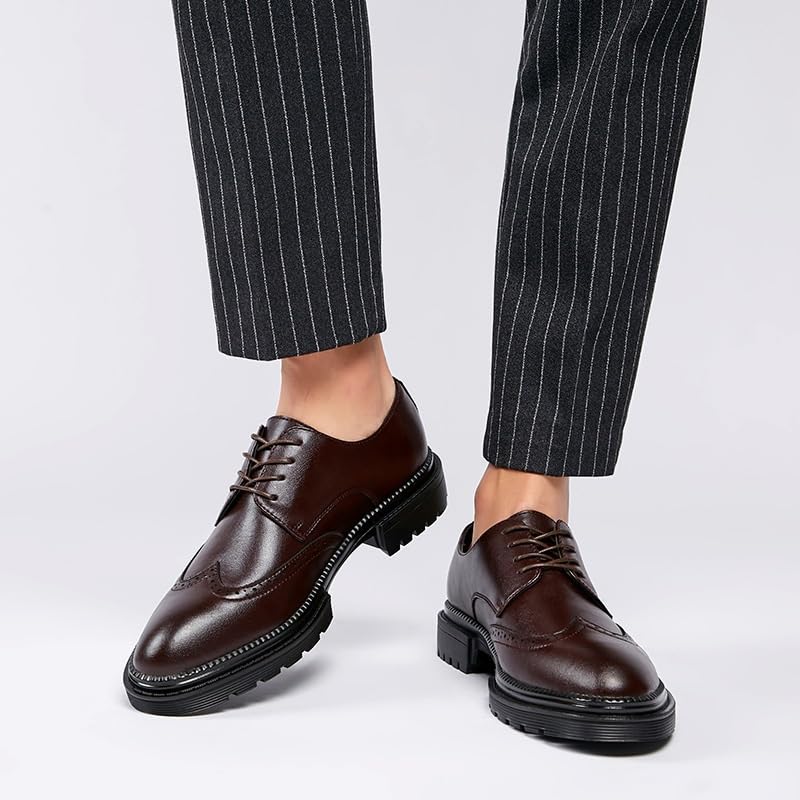 Men's Fashion Versatile Pointed Toe Wedding Leather Shoes Oxford Lace Up Shoes Comfortable Rubber Soft Sole Shoes(White-Patch Five-Pointed star4,6)2