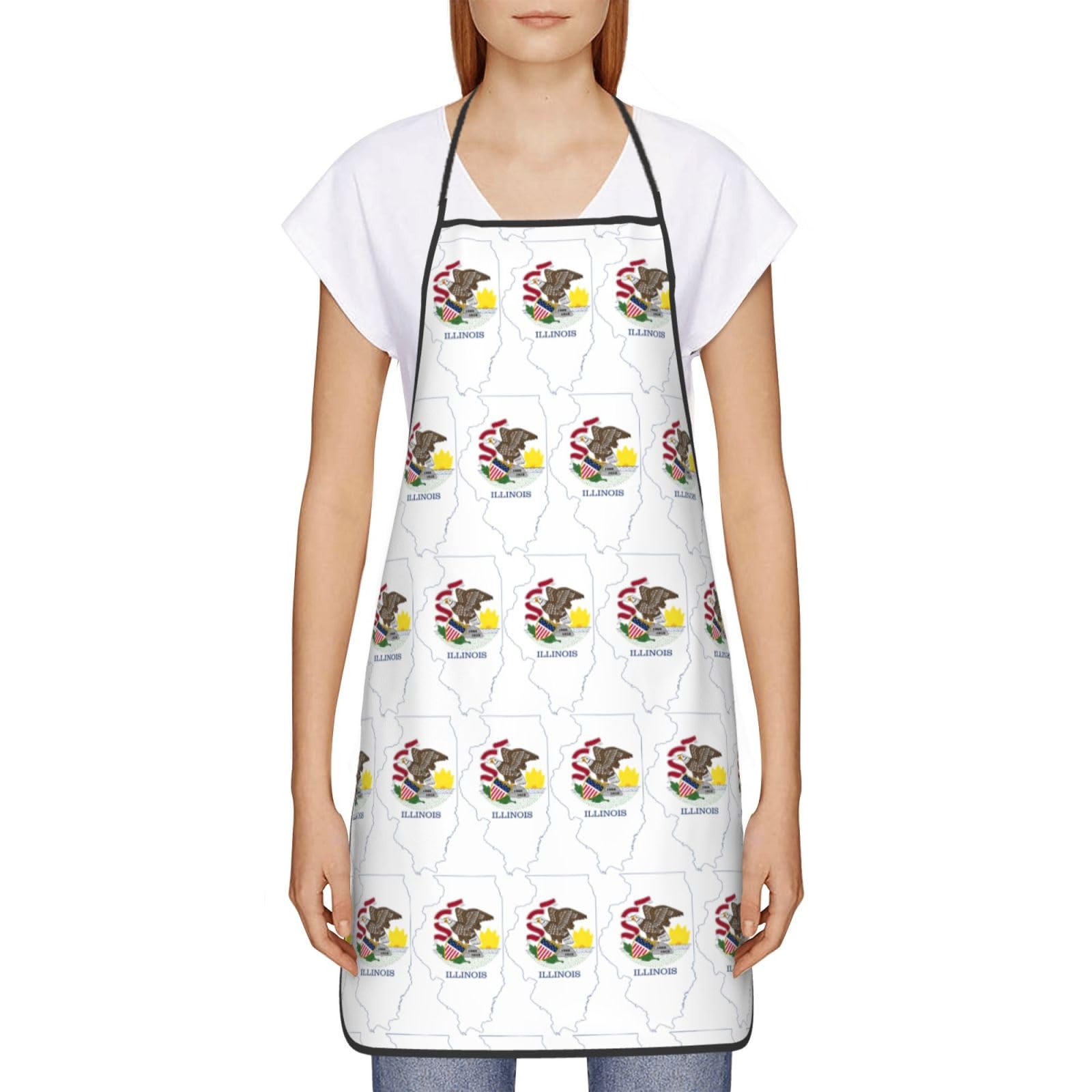 Tablier de cuisine unisexe avec emblème national de l'Illinois, doux et confortable pour homme et femme