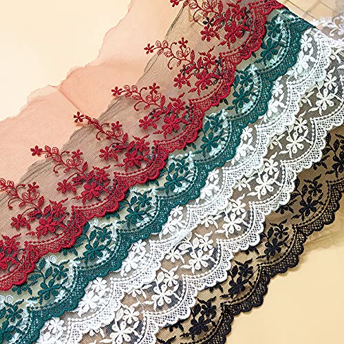 Ruban en dentelle, Dentelle élégante en coton brodée, 5 yards/lot, largeur 15 cm