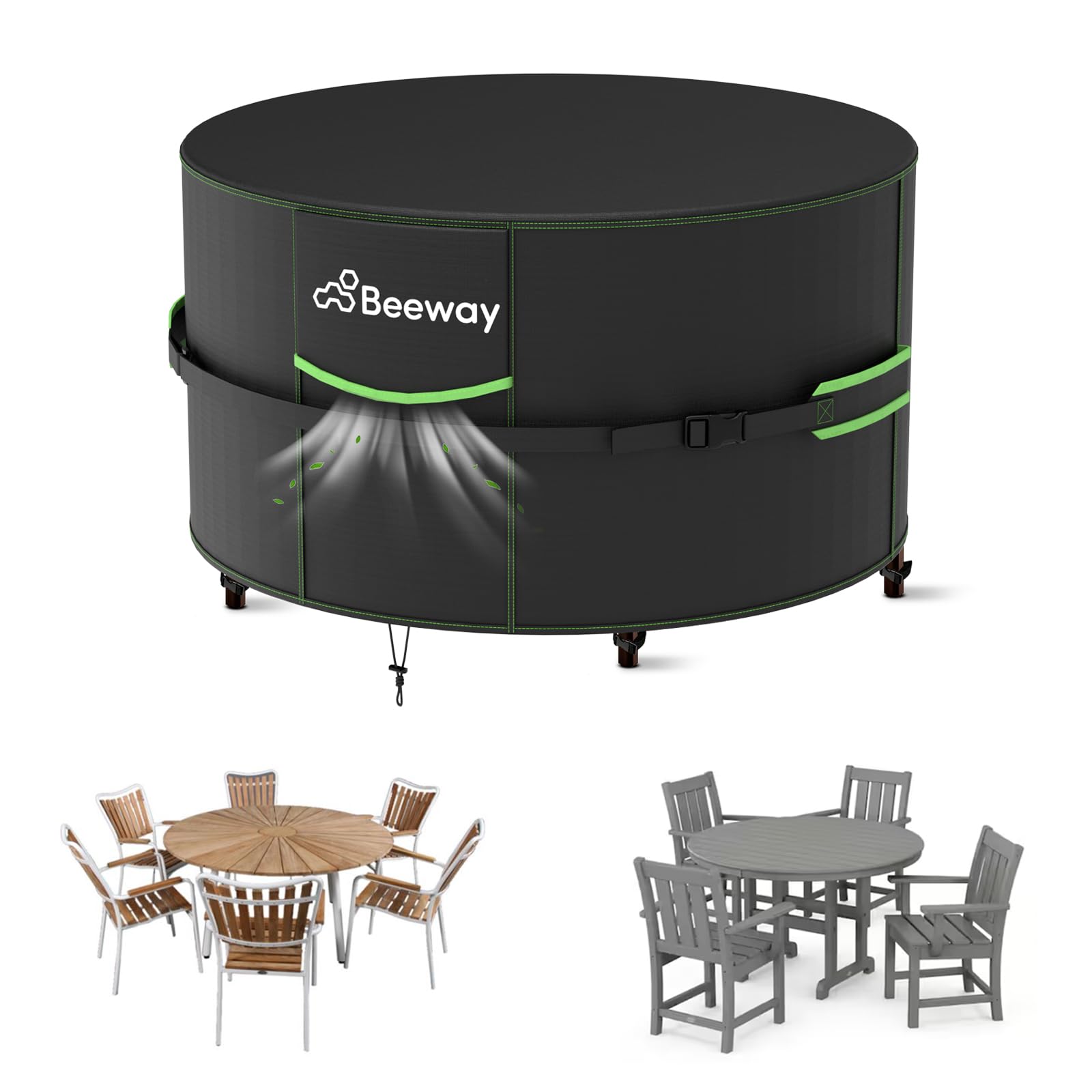 BEEWAY Garden Furniture Cover With Air Vent, Waterproof Patio Rattan Sofa Table Chair Set Cover - 420D Oxford Fabric, Windproof - 200x160x74cm — view 19