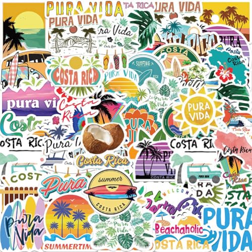 Costa Rica Pura Vida Stickers 50Pcs Waterproof Vinyl Decals