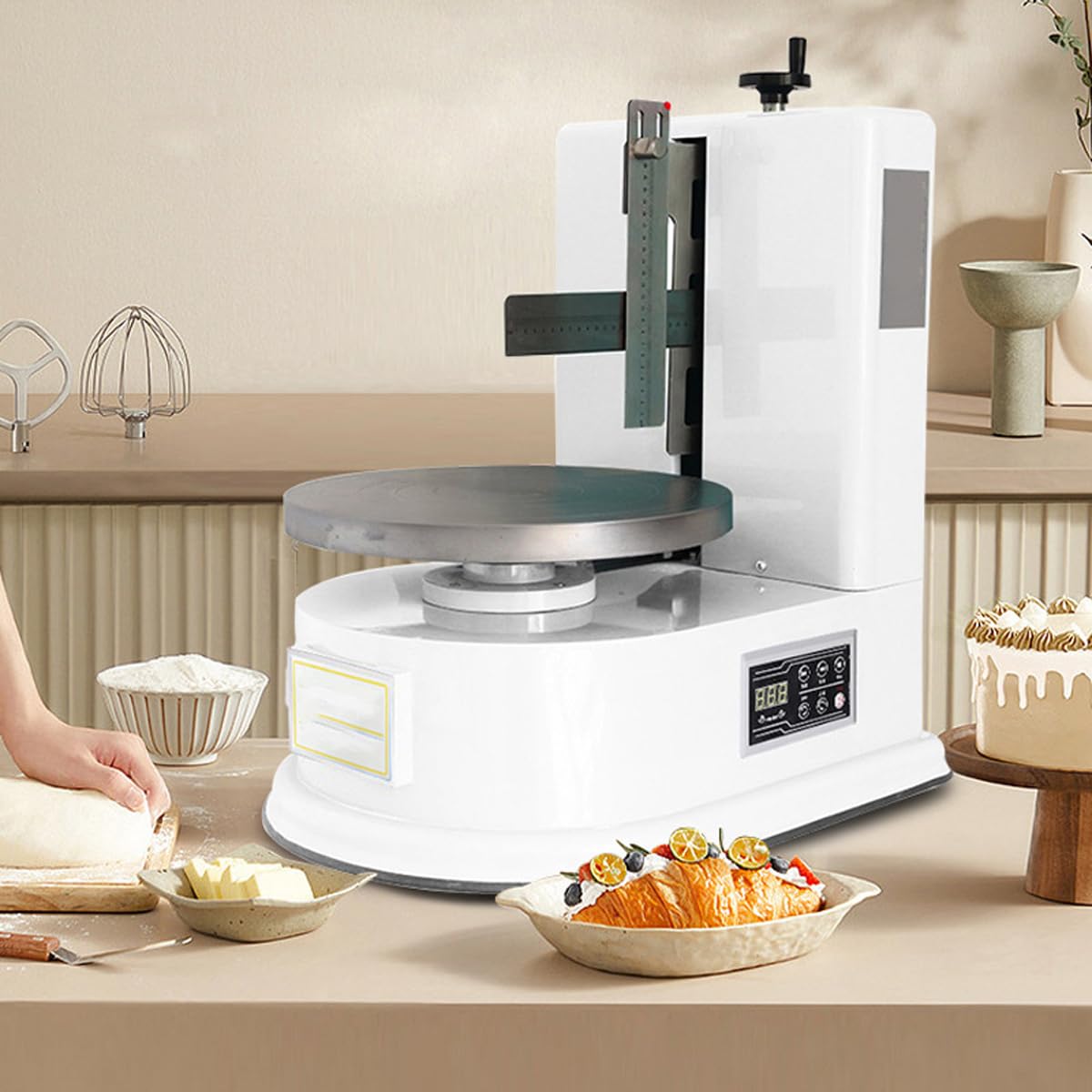 Vollautomatischer Kuchenverteiler, Brotcreme Backen Kuchen Creme Automatischer Streuer, 4-12 Zoll Backen Geburtstag Kuchen Werkzeug, Einstellbares Lineal Schaber, Einstellbare Geschwindigkeit Creme