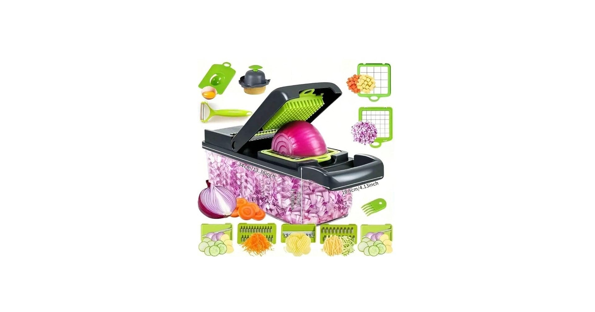 OSCORB Vegetable Chopper-16 Pieces-Potato Slicer-Vegetable Cutter-Lettuce Slicer-Kitchen Essentials-Onion Chopper-Garlic Cutter-Kitchen Gadgets-Viggie Chopper-Food Slicer-Food Cutter-Chef Gadgets