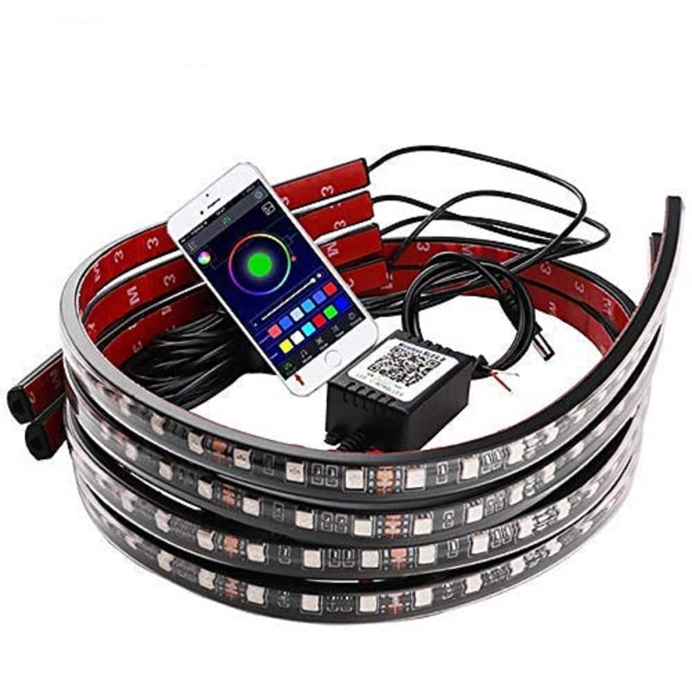 Undercar Underglow led Light kit 4Pcs Car High Intensity Neon Light Atmosphere Decorative Lights Strip Underbody System Waterproof Tube RGB Color with Sound Active and Wireless APP Control-picture-13