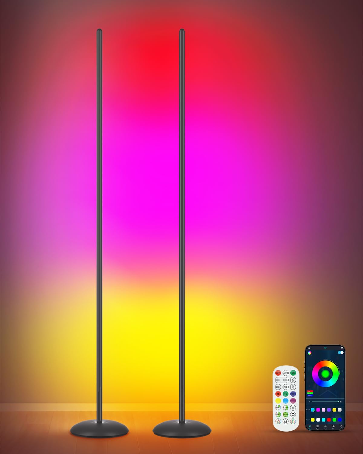 Photo 1 of Vexinat 2-Pack RGB LED Corner Floor Lamps
