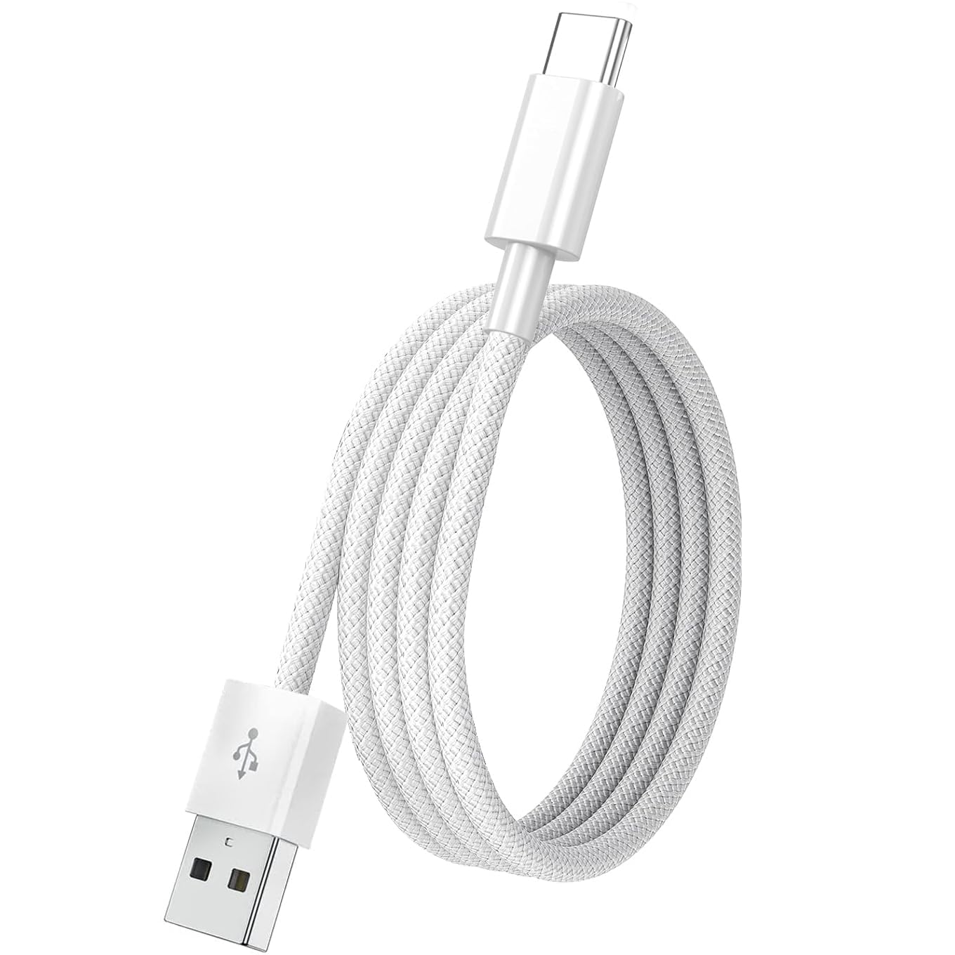 Foxsake USB A to USB C Braided Charging Cable, Fast Charge & Data Sync Cord for Apple CarPlay and Android Auto, iPhone 17/16/15 Pro Max, iPad, Samsung, Google Pixel, Durable Nylon Woven, White, 1m