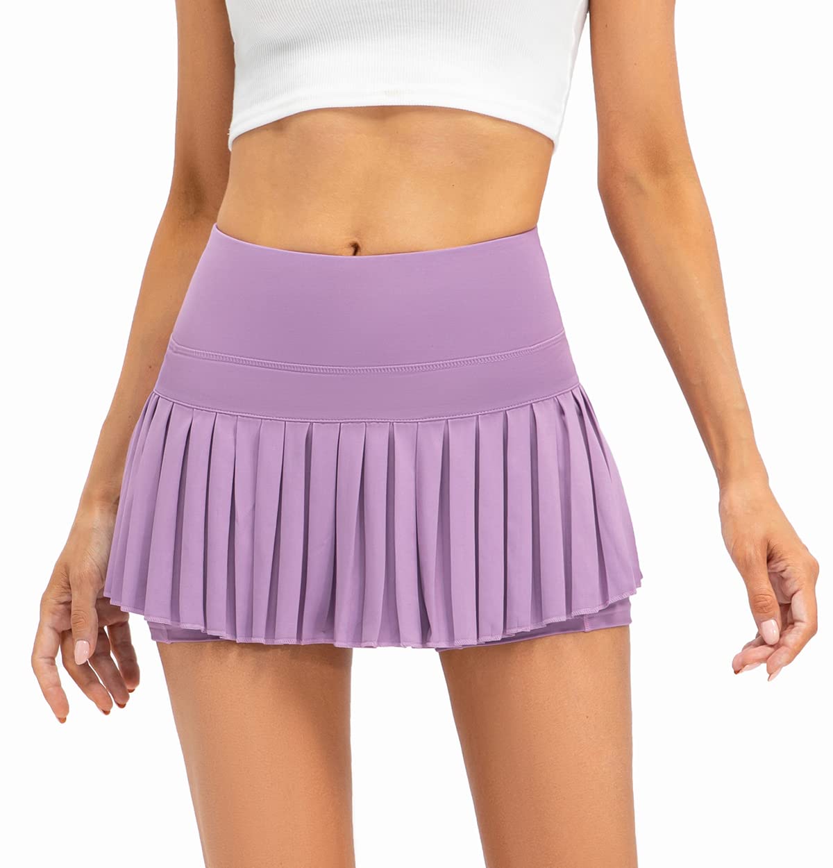 Raroauf Womens Pleated Tennis Skirts with Shorts High Waisted Mini Skirt Golf Skort Athletic Skirts Workout Pickball