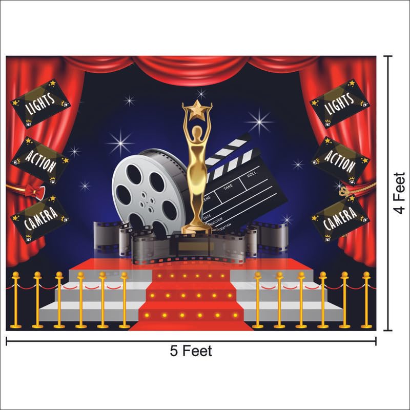 Image of Bollywood Night Backdrop | Movie Night Banner | Bollywood Theme Party Decorations (Pack of 1, Size: 5x4 Feet)