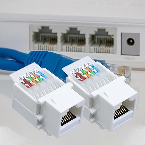 Miniatura 4 de Antrader Adaptador de conector Keystone Jack RJ45Cat6Cat5e sin herramientas, conector de módulo Keystone, para red de Internet, cable LAN Ethernet,