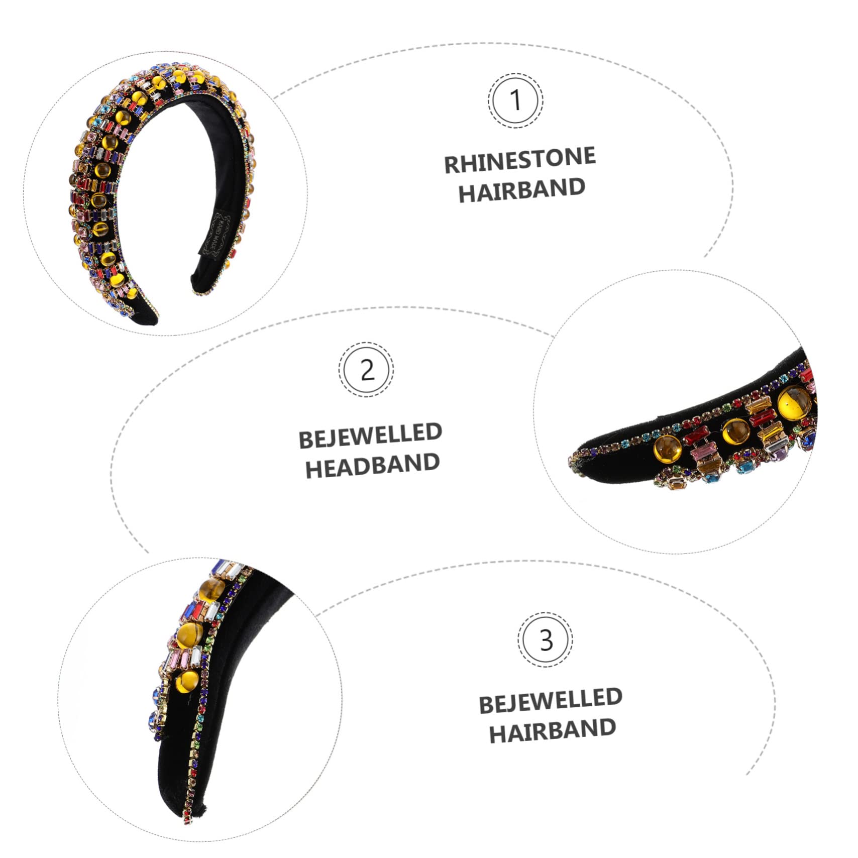 DOITOOL 3stücke Padded Rhinestone Haarband Für Damen Vintage Breiter Haarreif Mit Strass Elegante Haarschmuck Für Partys Hochzeiten Und Besondere Anlässe