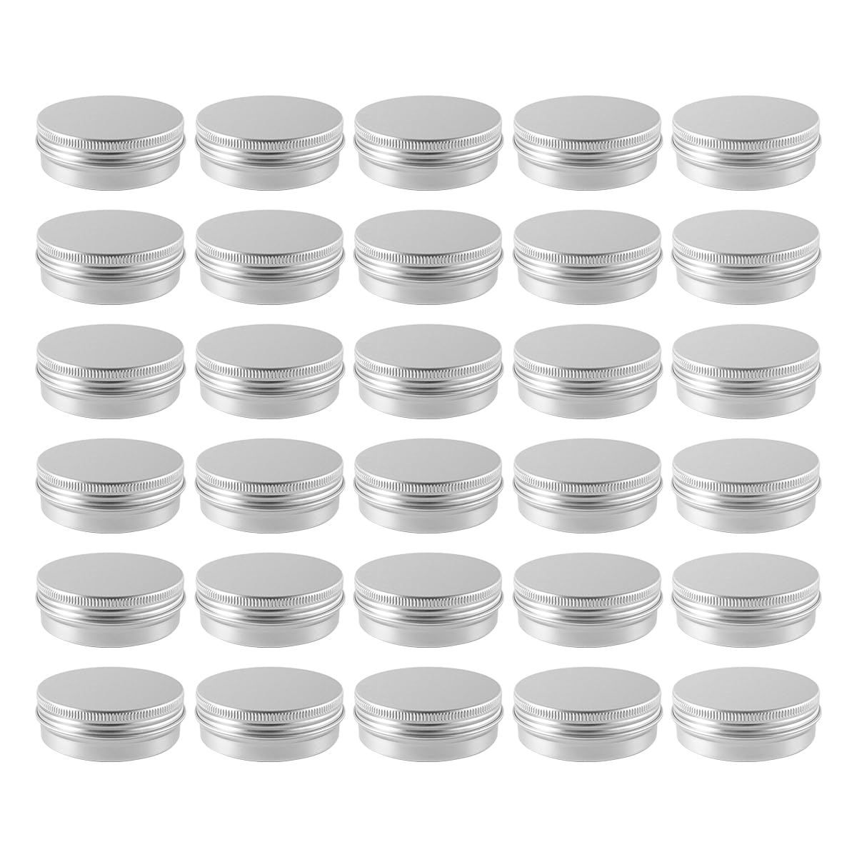 30 szt. gwintowanych okrągłych puszek aluminiowych, woskowe pudełko aluminiowe na kosmetyki, okrągłe, puste słoiki na krem, balsam, biżuterię (68 x 25 mm, 60 ml)