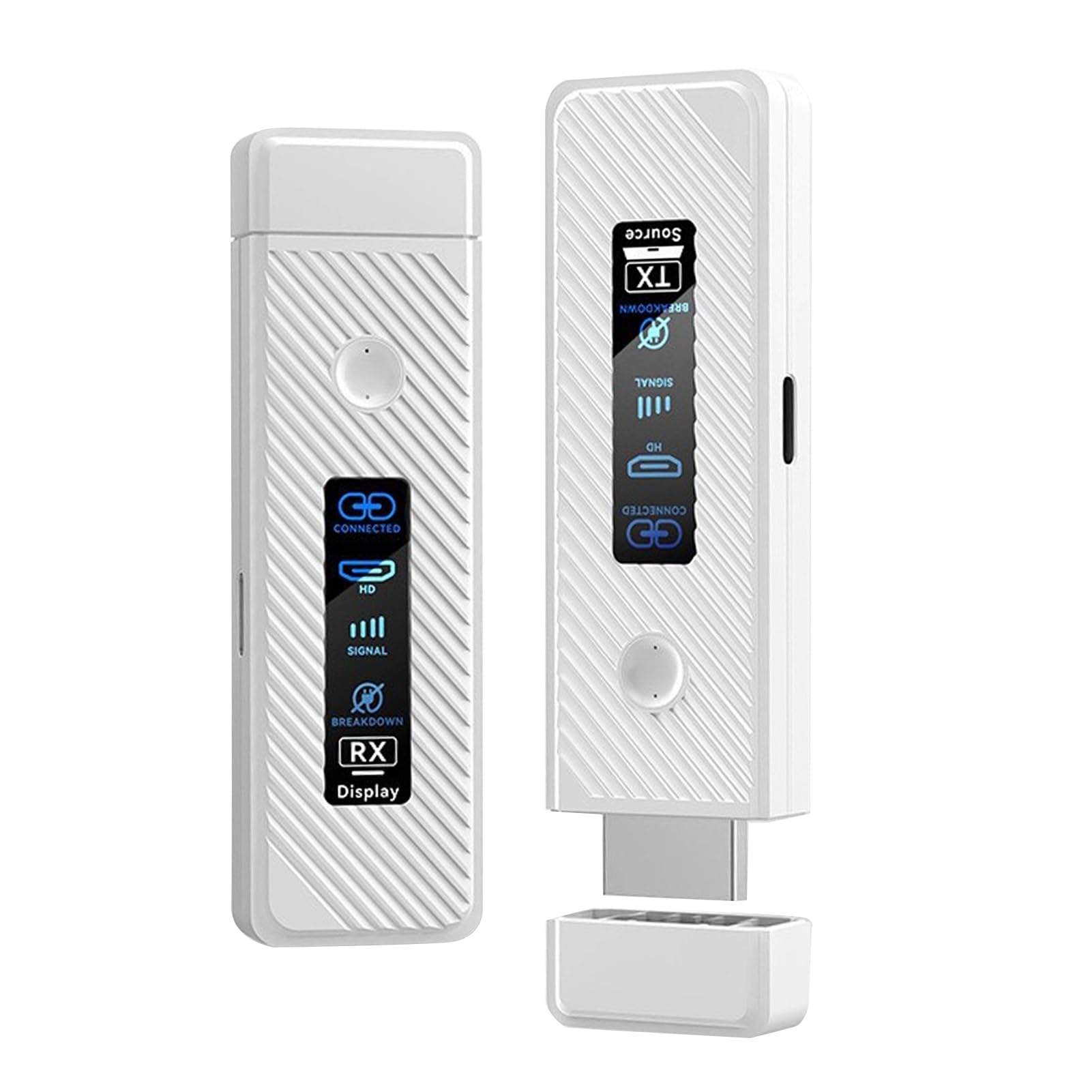 Bezprzewodowy Nadajnik i Odbiornik HDMI, Dekodowanie 4K, Wyjście Wideo HD 1080P 60 Hz, 197 Stóp 60 M, Wyświetlacz LED, Plug and Play (WHITE)