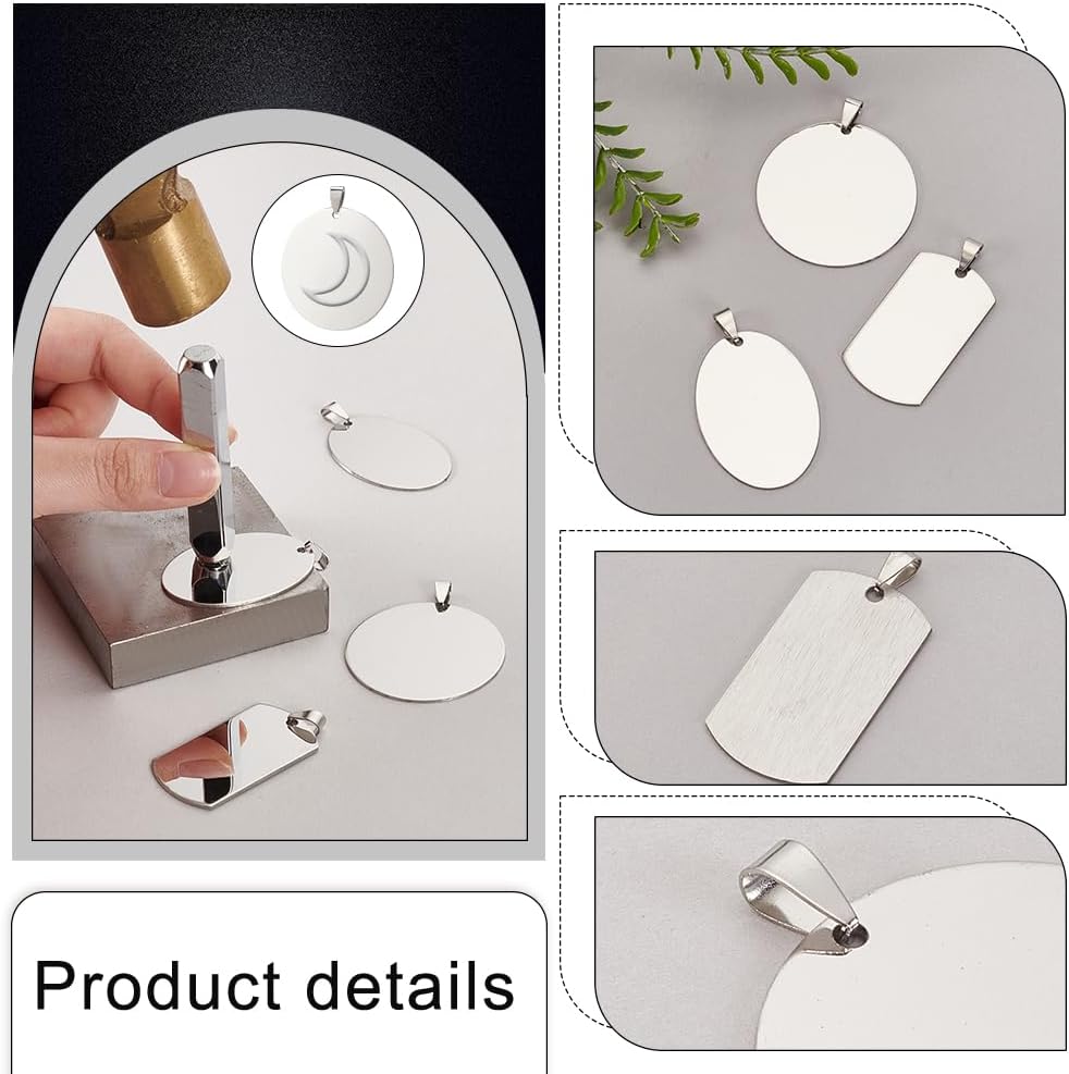 PH PandaHall 201 Stainless Steel Charms 18pcs 3 Style Stamping Tag Pendants Stamping Blank Tags Flat Round Metal Jewelry Charms for Bracelet Necklace Keychain Jewelry DIY Craft Gift Making - Image 4